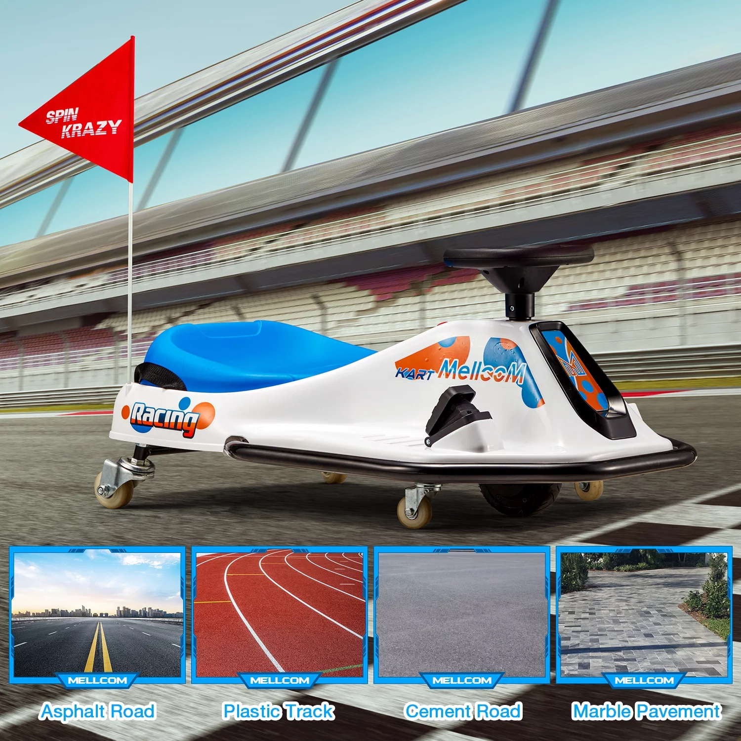 Hommow 12V Ride on Drift Car for Kids,Electric Drifting Go-Kart with Acceleration Pedal, Music, Bluetooth, LED Lights,Christmas Gift for 4-18Years Old,Blue - Womvr