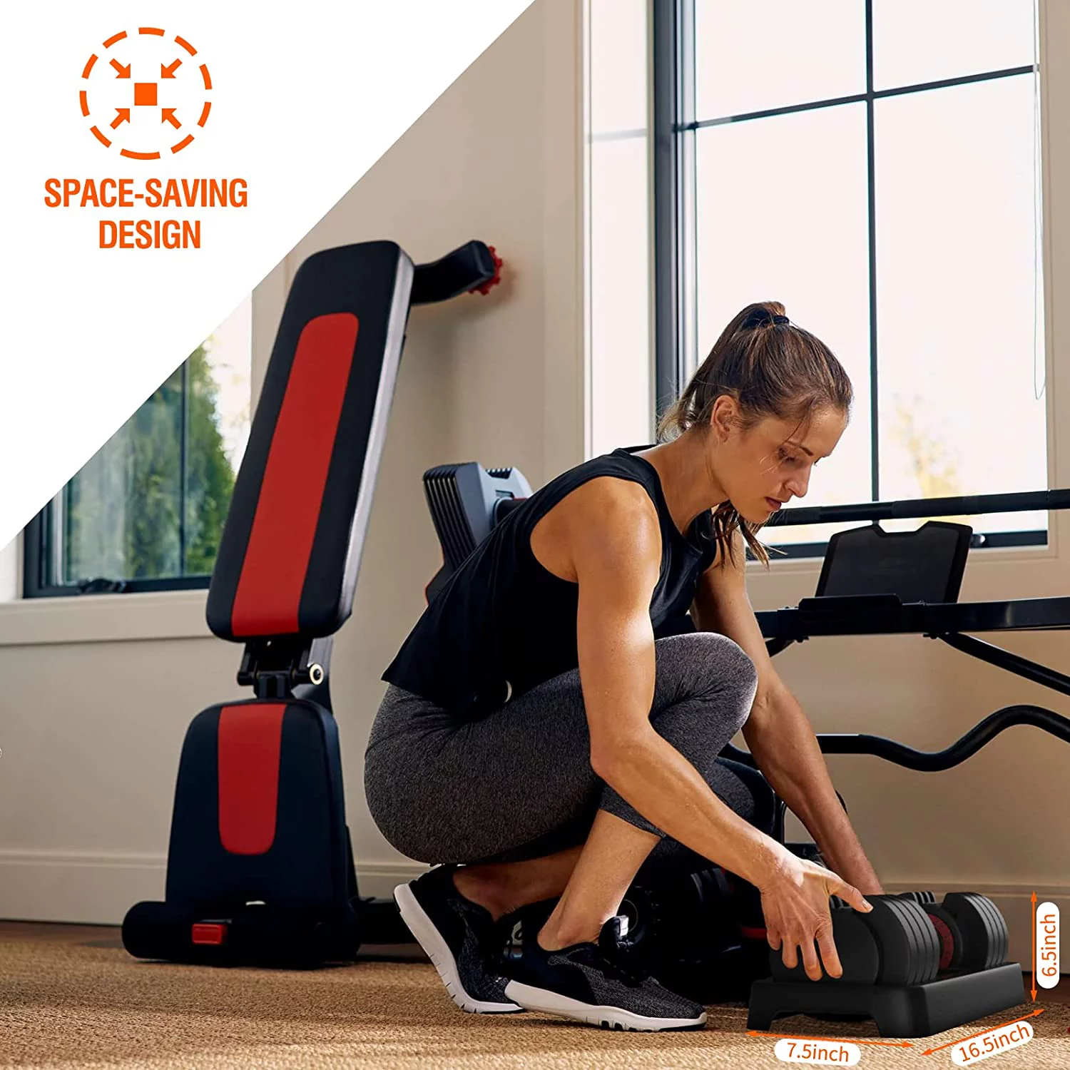 SKOK 11-55 lbs Adjustable Dumbbells Weight Set, Pair, Gym Exercise and Workout Fitness, Black - Womvr