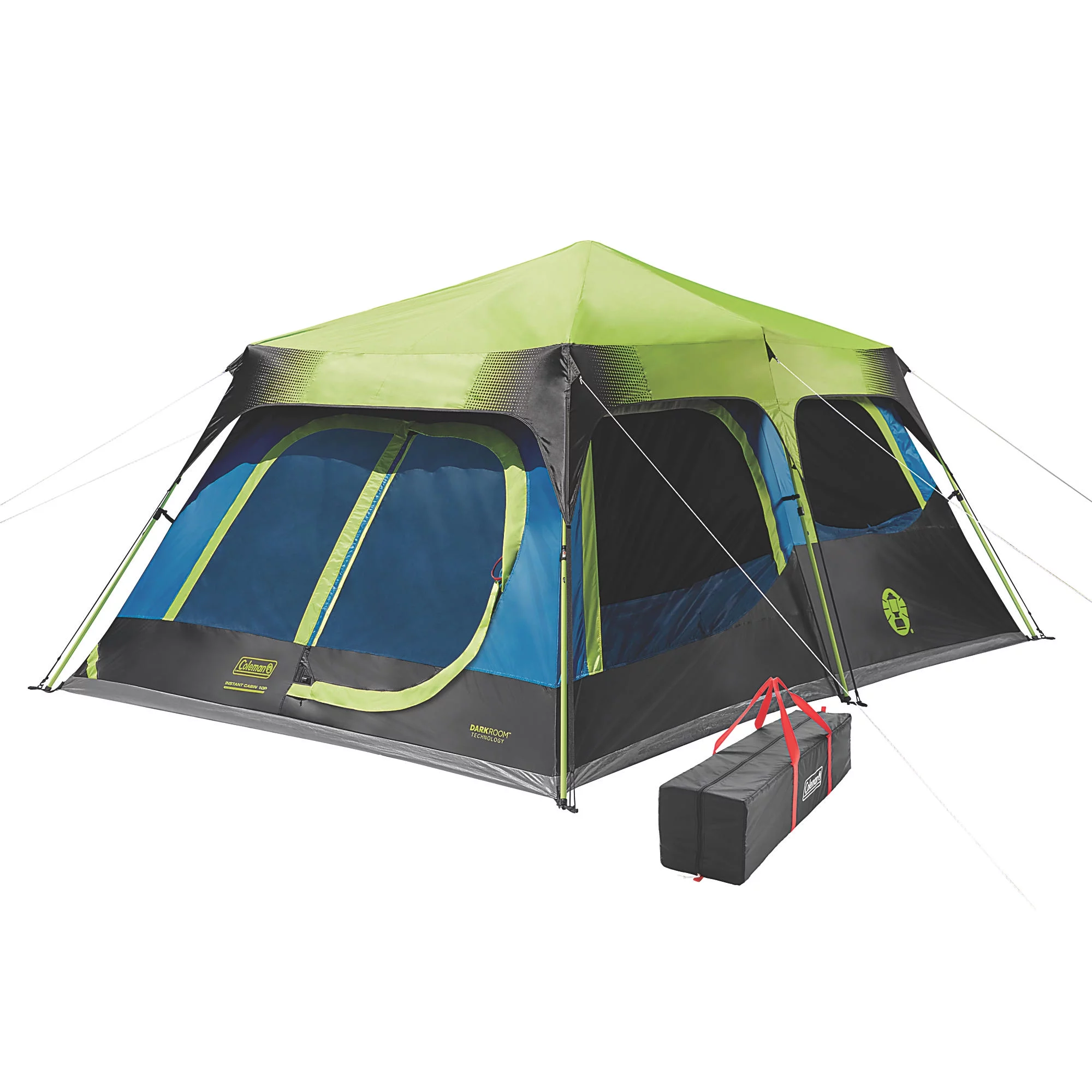 Coleman? 10-Person Dark Room? Cabin Camping Tent with Instant Setup, 1 Room, Blue - Womvr