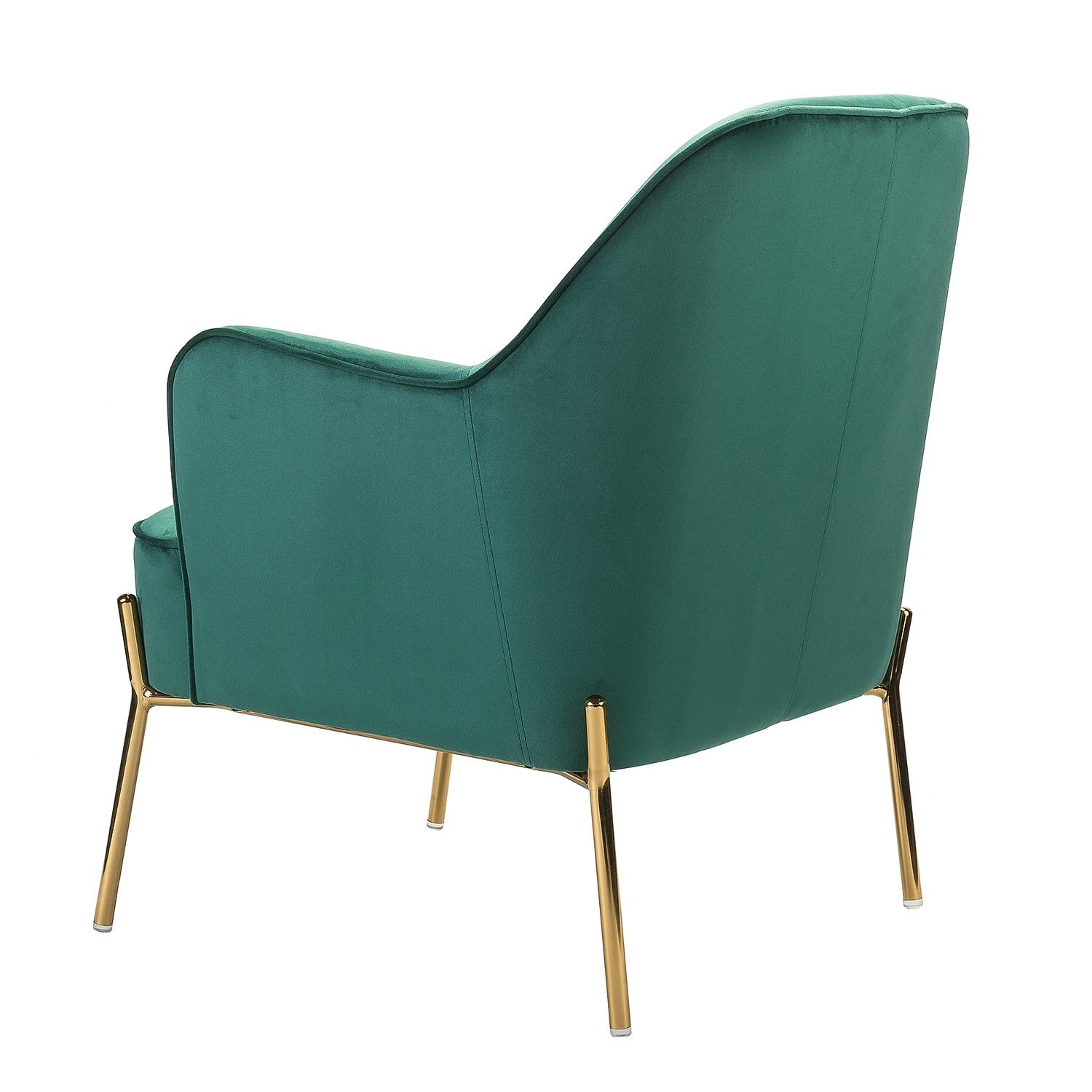 Velvet Upholstered Accent Chair Metal Legs Curved Backrest Lounge Home Armchair Bedroom Adult Pink - Womvr