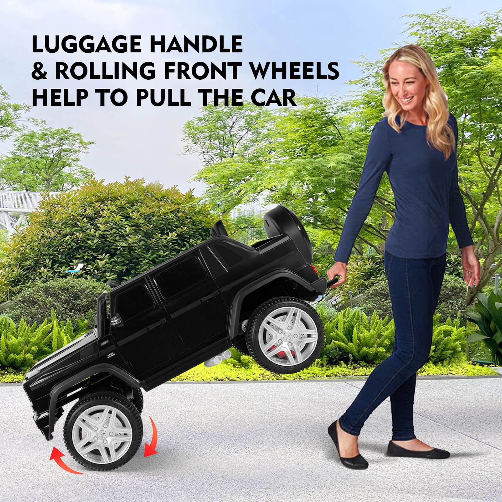 JOYLDIAS 12V Mercedes-Benz G650S Kids Ride On Car Electric Toy w/Remote Control, 3 Speeds, LED Lights, Bluetooth, Music(Pink) - Womvr