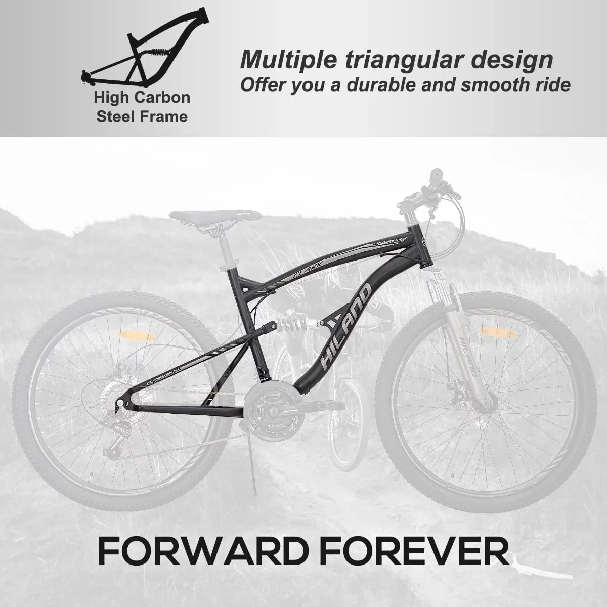 Hiland Full-Suspension Mountain Bike, Shimano 21 Speeds, 26 Inch Wheels, for Men Women MTB Bicycle Trail Bike, Green - Womvr