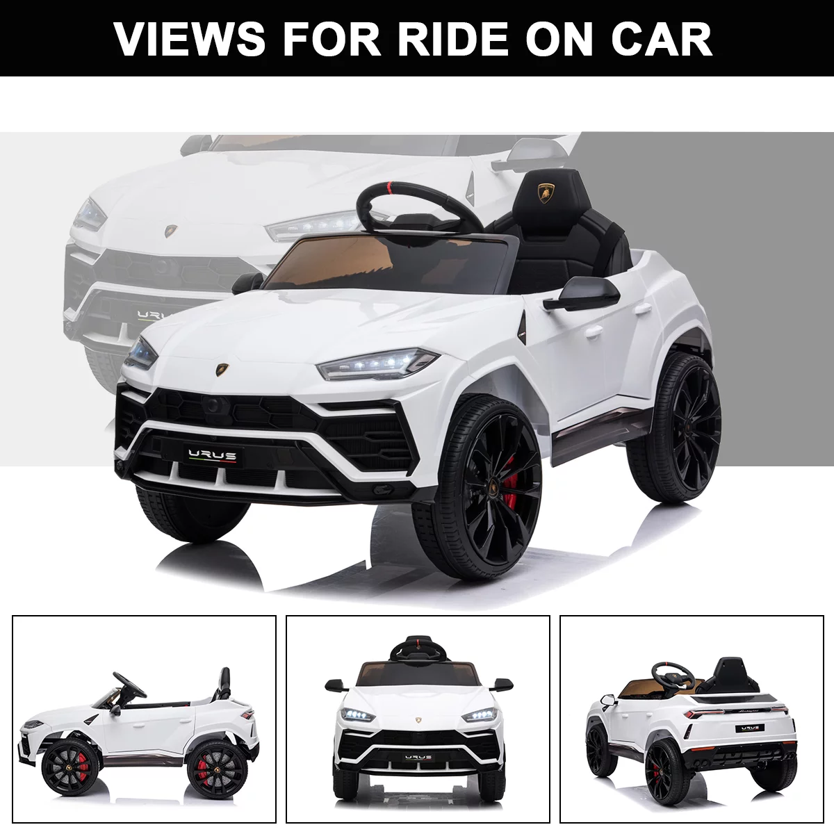 FUNTOK Lamborghini Urus 12V Electric Powered Ride on Car for Kids, with Remote Control, Foot Pedal, MP3 Player and LED Headlights - Womvr