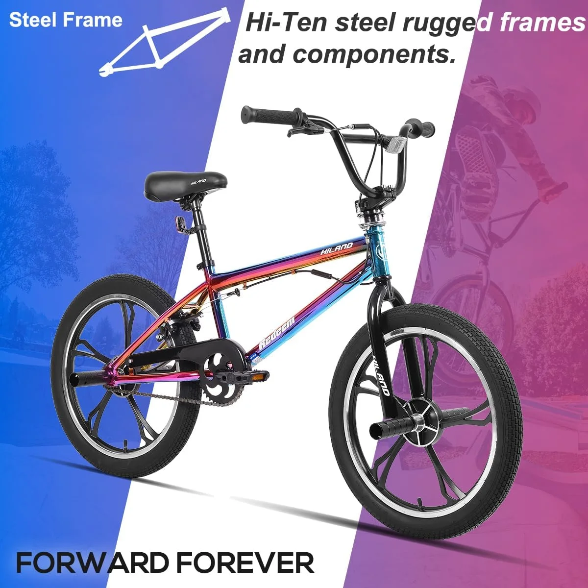 Hiland 20 Inch 3 5 Spoke Kids BMX Bike for Boys Girls Ages 7-13, Kid's BMX Bicycle,Multiple Colors - Womvr