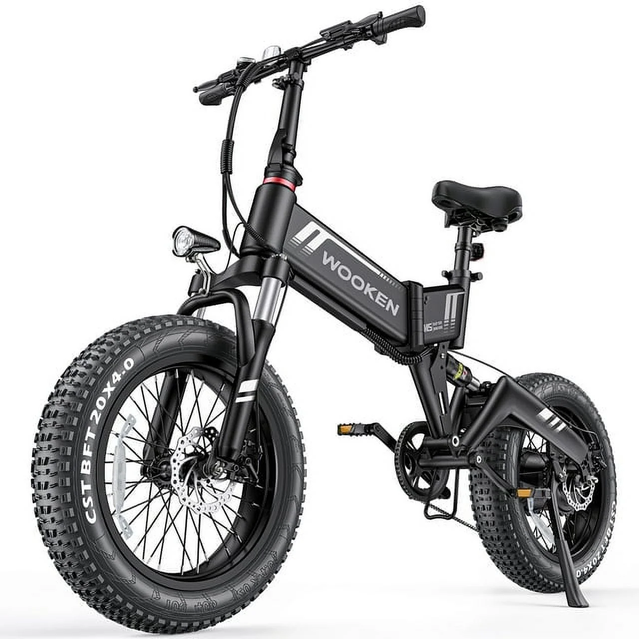 Wooken Electric Bike, 20''X4.0 Fat Tire Electric Bike for Adults, 500W 20MPH Foldable Electric Bicycle with 48V 10Ah Built-in Battery, Shimano 7 Speed Wheels Electric Bike, Dual Shock Absorber - Womvr