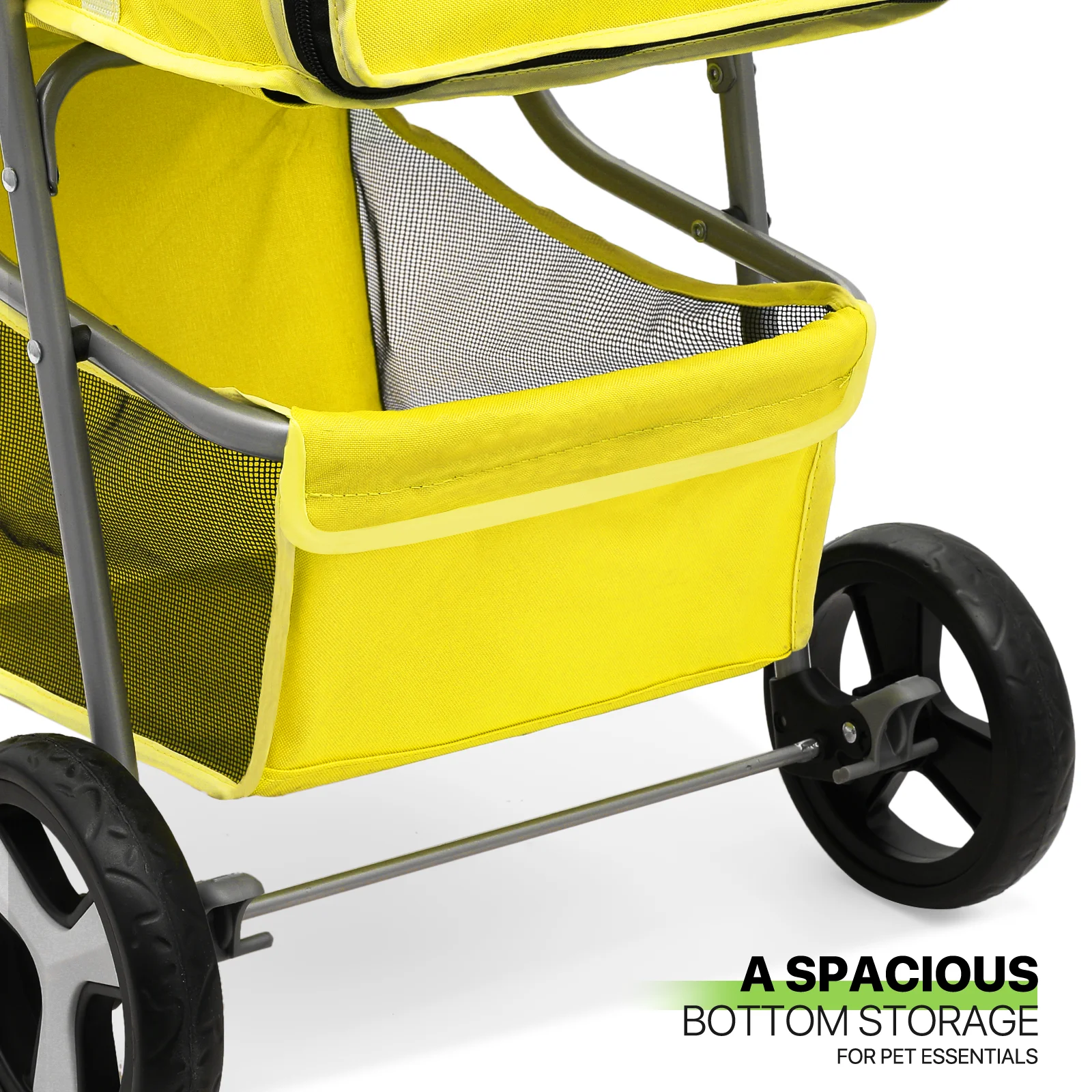 Magshion Foldable Pet Dog Stroller with Wheels, Cat Dog Stroller with Storage Basket and Cup Holder for Small and Medium Cats, Dogs, Puppy, Navy Blue - Womvr