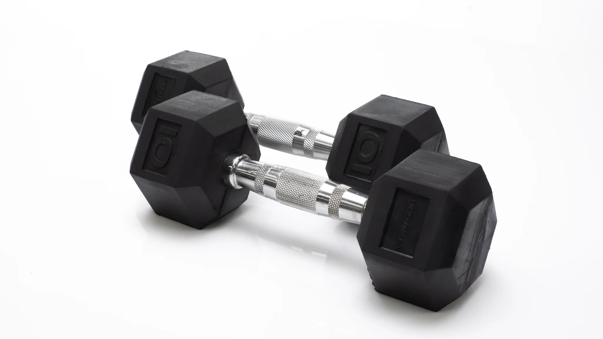Tru Grit Fitness 10lb Black Rubber Hex Dumbbell, Pair - Womvr
