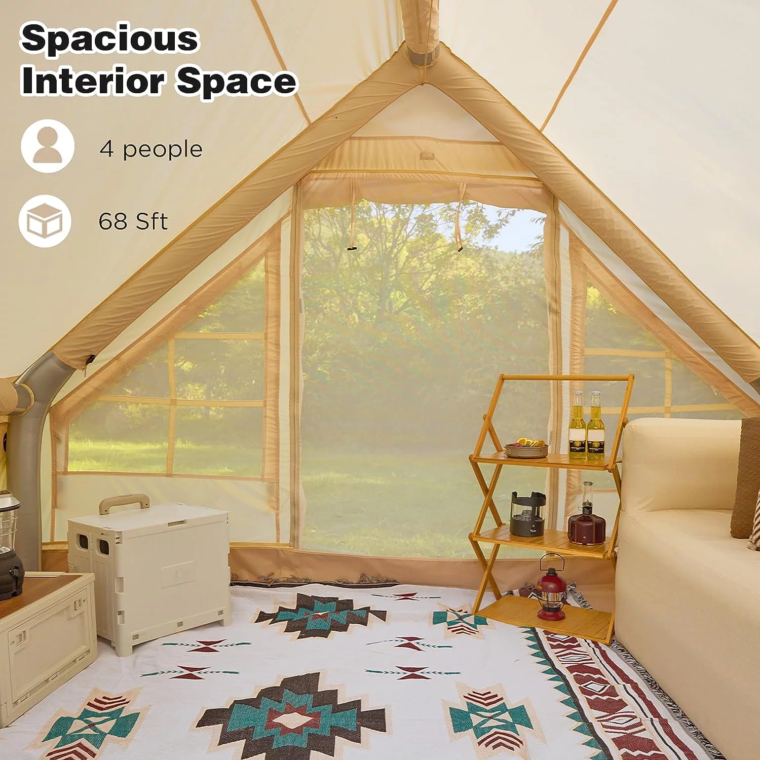 Richryce Extra Large Inflatable Camping Tent with Pump, Glamping Tents Easy Setup 4 Season Waterproof Windproof with Stove Jack & Mesh Windows & Pump - Womvr