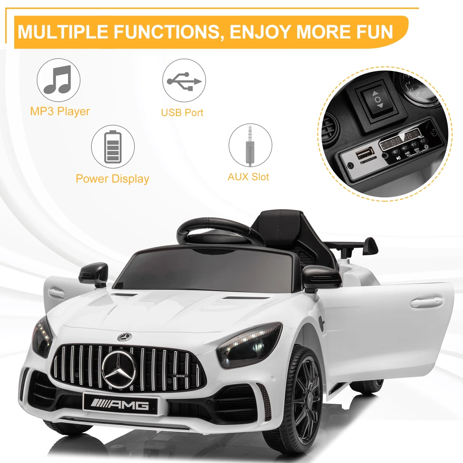 12V Ride on Car for Girls and Boys Licensed Mercedes Benz Electric Vehicle, MP3, Bluetooth, Ride On Toy for 3-5 Years Old, Red - Womvr