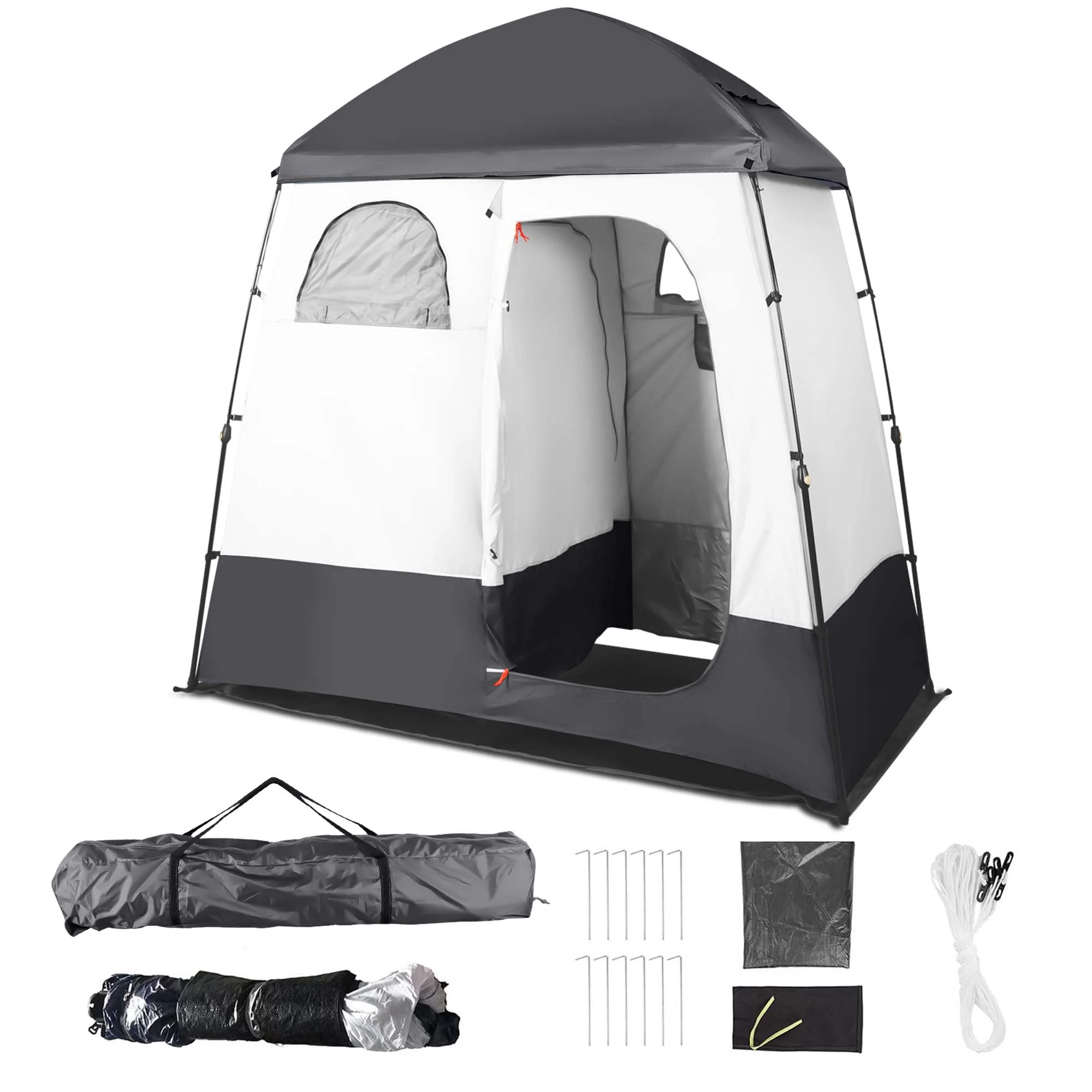GVDV Camping Shower Tent Oversize Space Privacy Tent Portable Outdoor Shower Tents for Camping with Floor Changing Tent Dressing Room Easy Set Up Shower Privacy Shelter 2 Rooms Toilet Tent - Womvr