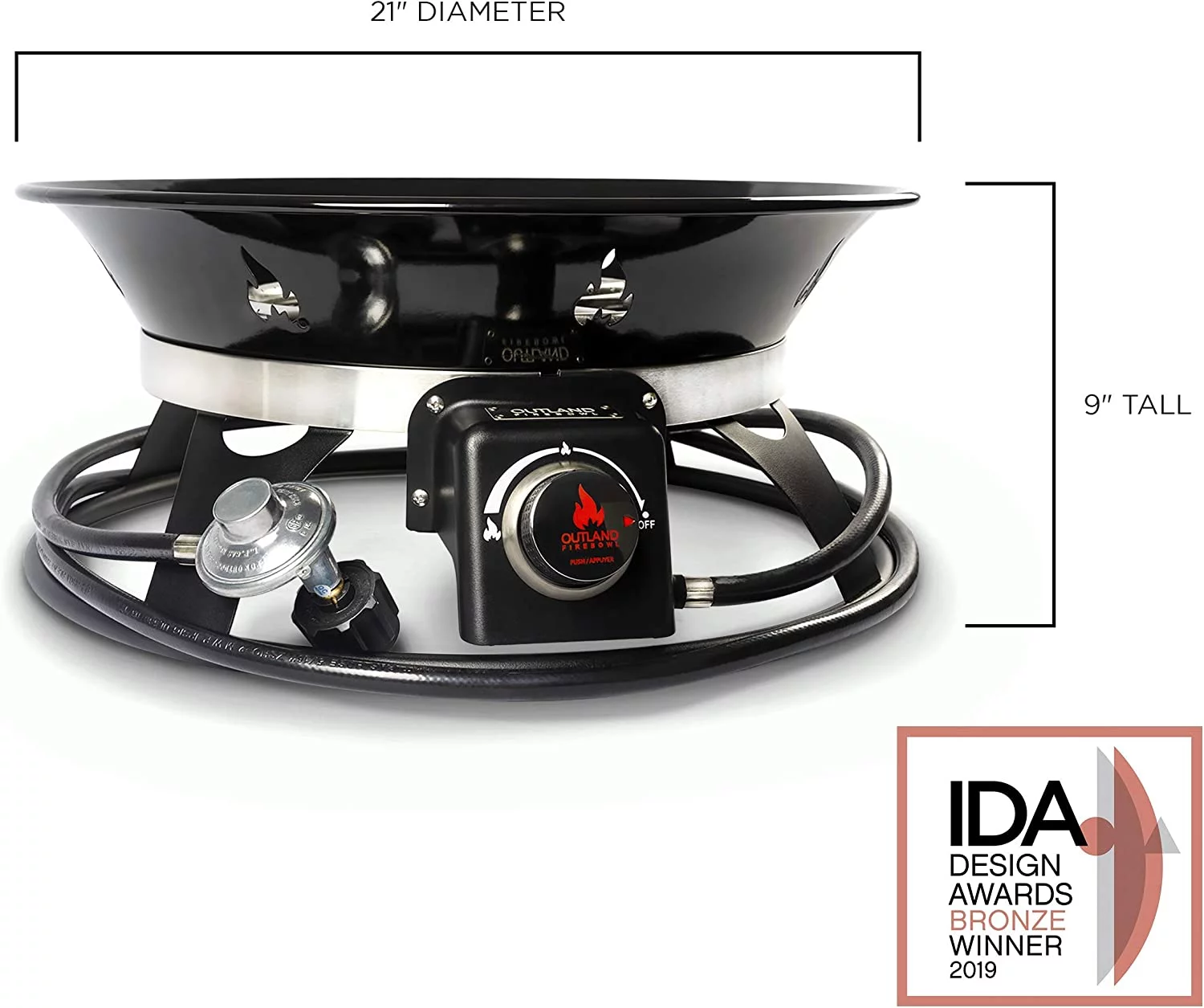 Outland Living Portable Propane Fire Pit, 21-inch, 58,000 BTU with Cover & Carry Kit, Smokeless Gas Firebowl| Helios Burner 863 Cypress - Womvr