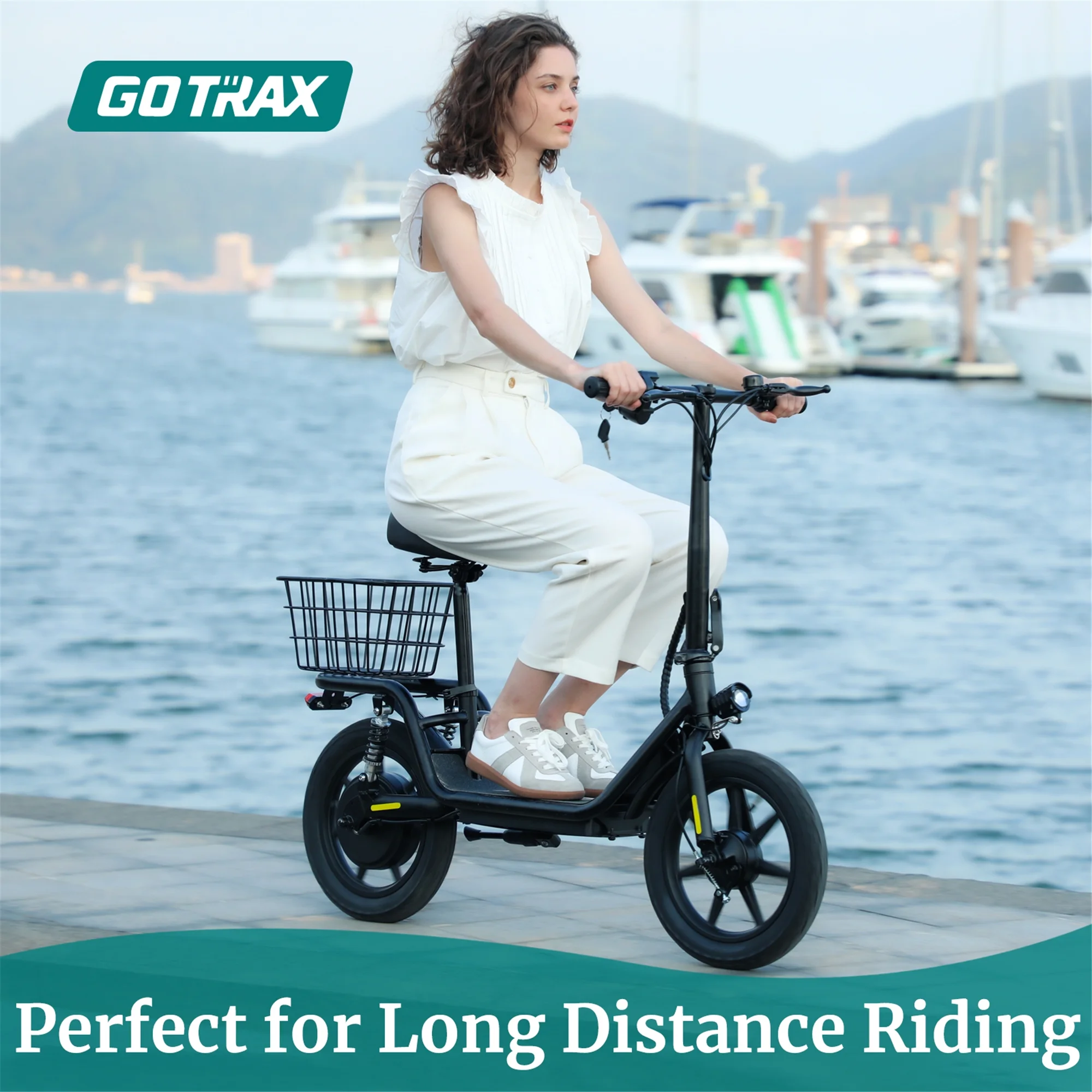 GOTRAX Flex Electric Scooter with Seat for Adult Commuter, 400W&16 Miles Range&15.5Mph Foldable Scooter with 14