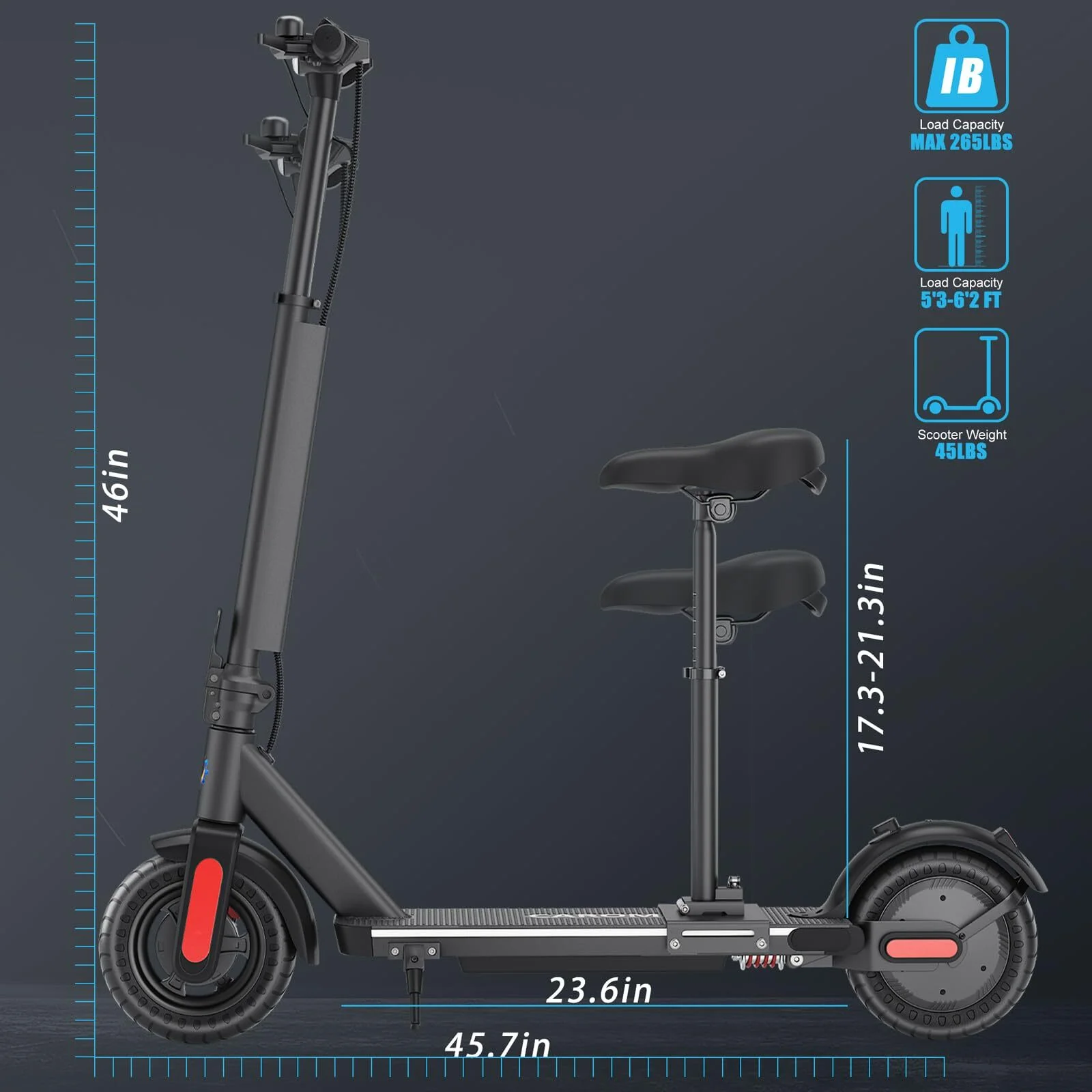 Caroma Pro Electric Scooter Foldable 25 Miles Range Top Speed 20 mph Fast Charging Battery Foldable Commuting for Ages 14+ and up to 256 lbs, Silver - Womvr