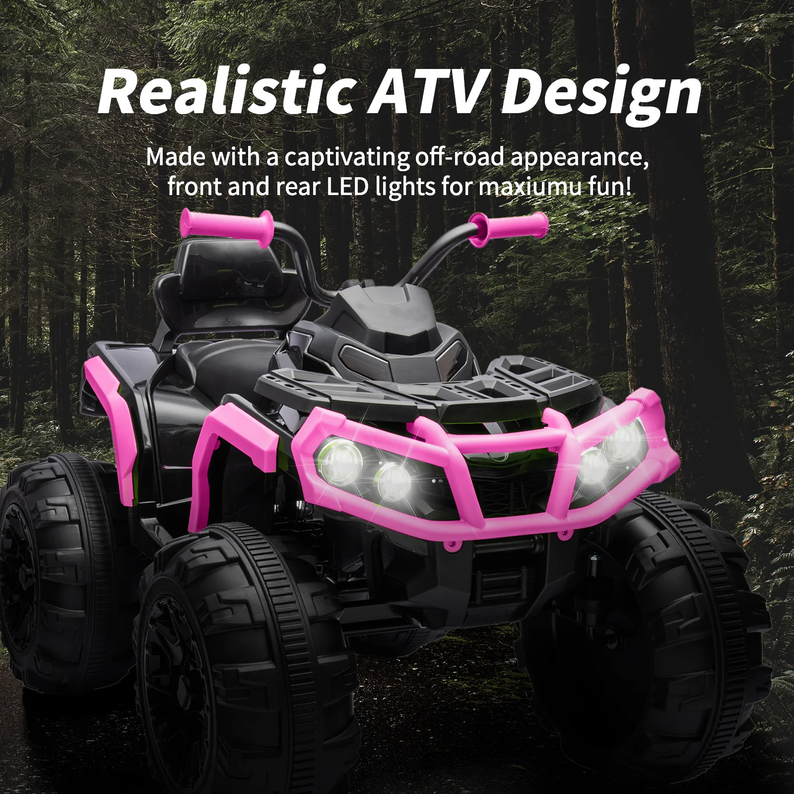 Outfunny 24V Kids 4 Wheeler, Electric ATV Quad Ride-on Toy for Big Kids Ages 3 and up - Womvr