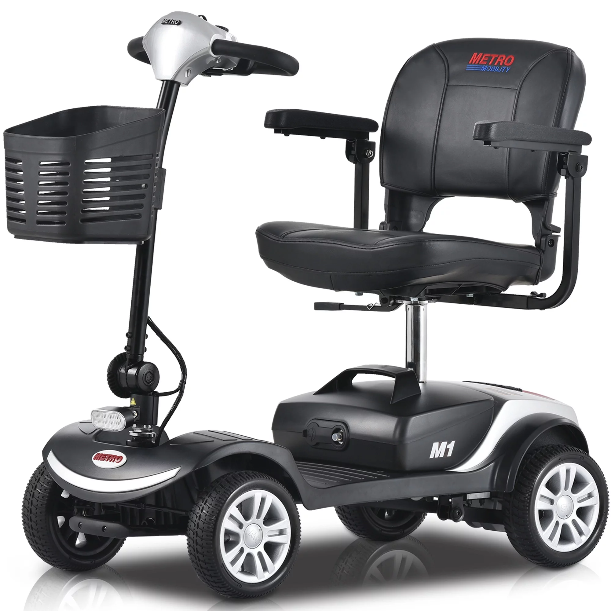 4-Wheel Mobility Scooter for Adults, Compact Motorized Scooter w/ Detachable Basket, Heavy Duty Mobility Scooter for Seniors, Adults, Max Speed 4.97mph, 300lbs, Silver, SS207 - Womvr