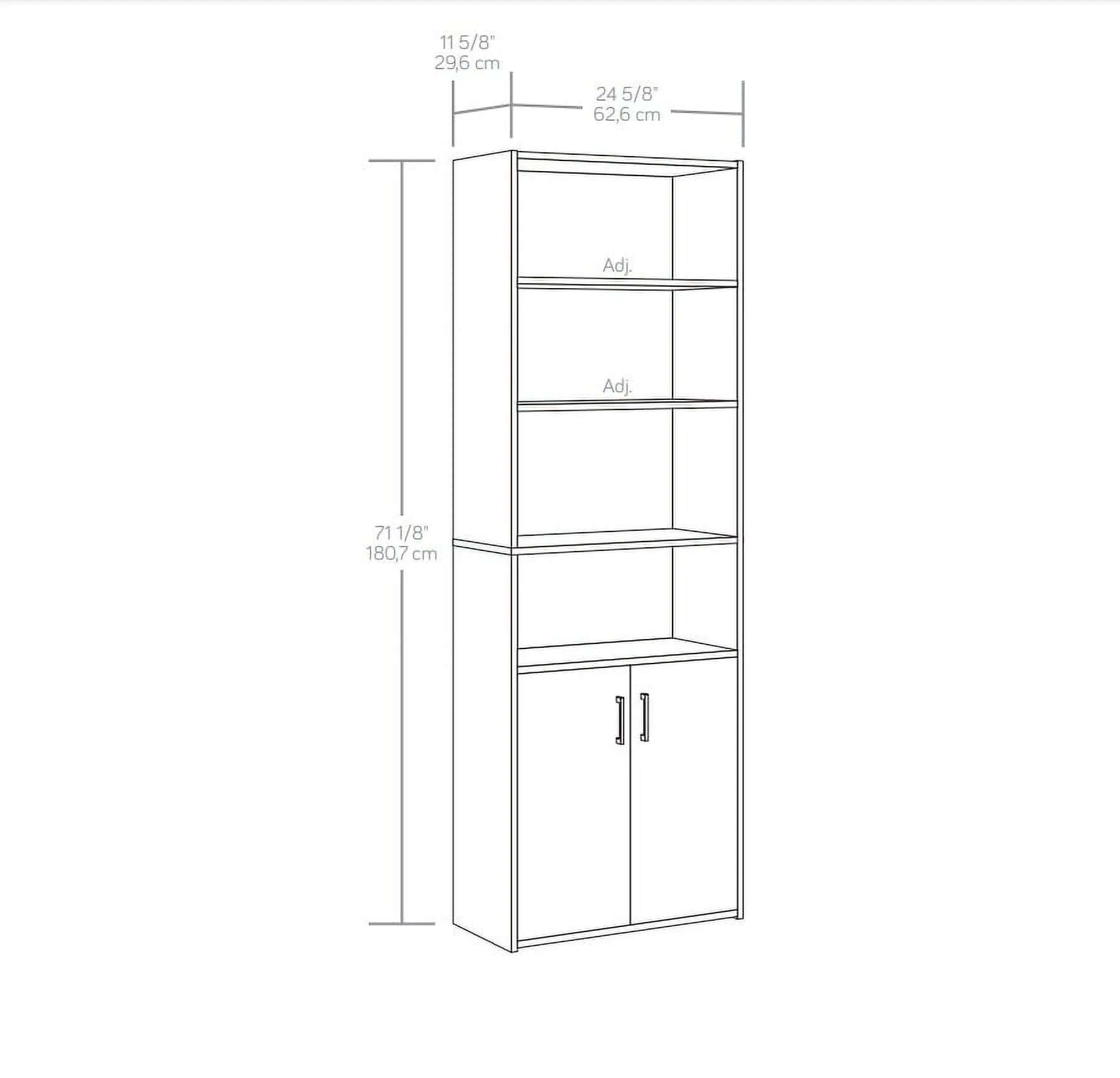 Mainstays Traditional 5 Shelf Bookcase with Doors, Soft White - Womvr