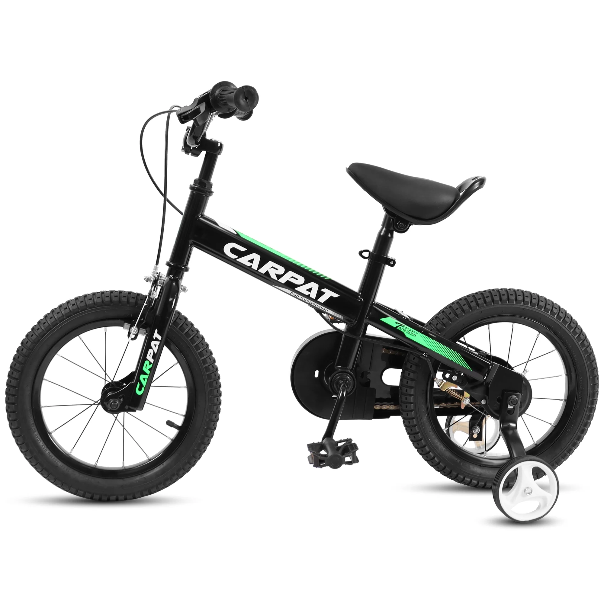 14 Inch Boys Bike with Training Wheels, Kids Bike for Boys, Black - Womvr