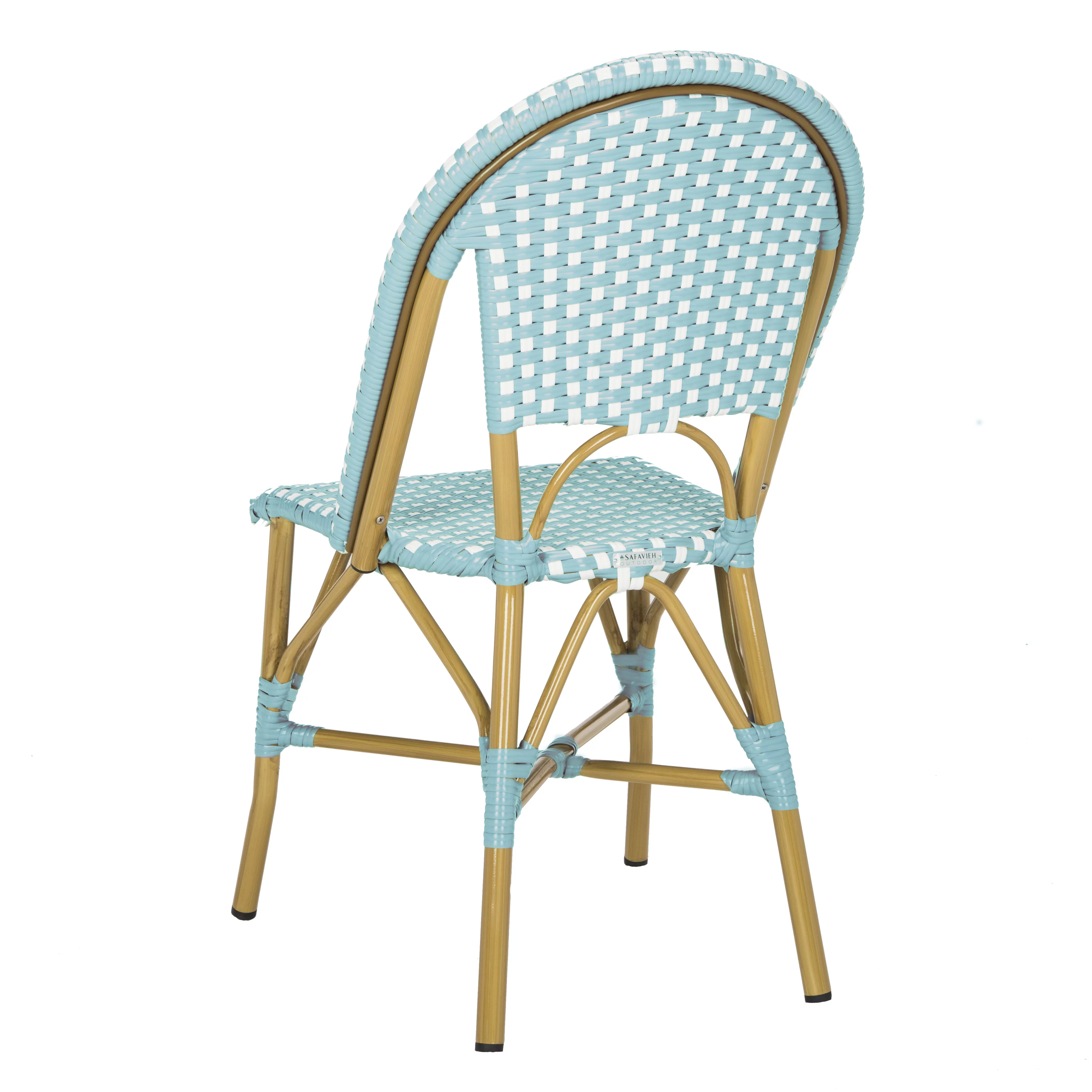 SAFAVIEH Salcha Outdoor French Bistro Side Chair, Blue/White, Set of 2 - Womvr