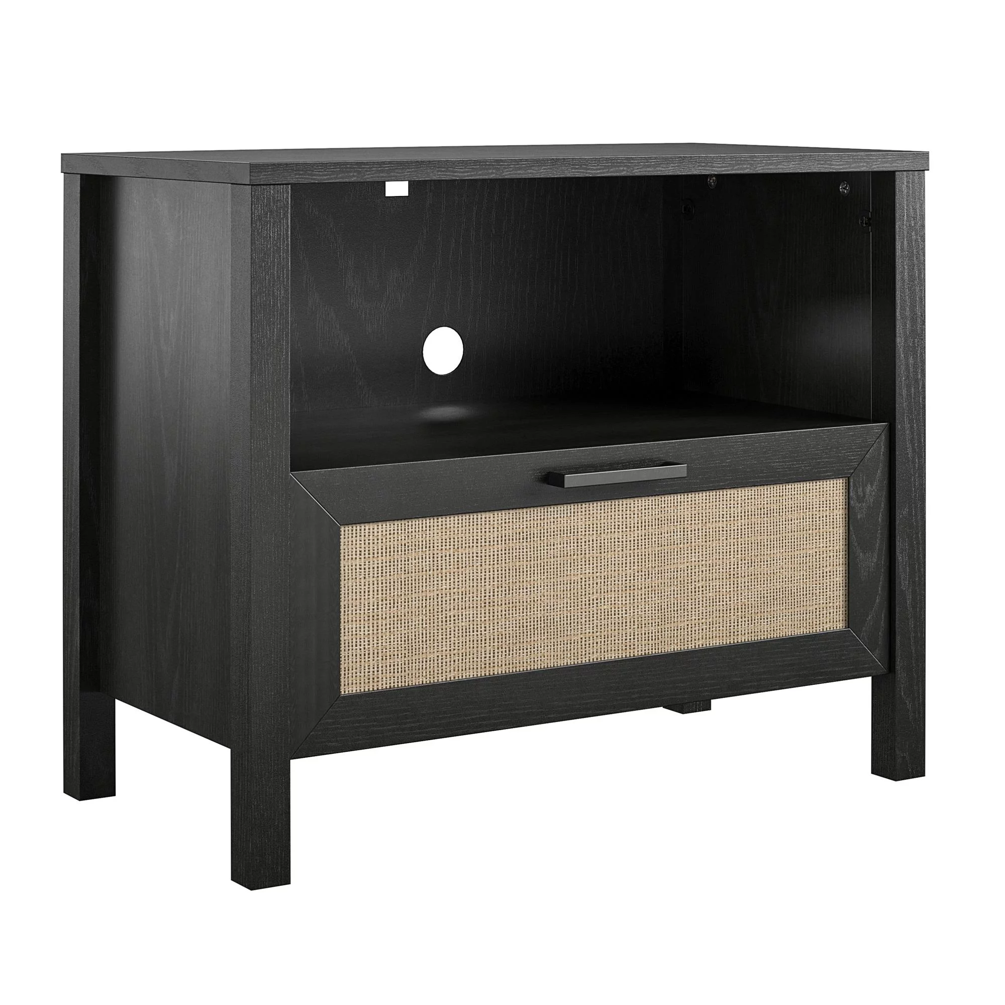 Novogratz Shay 1-Drawer Nightstand, Natural with Faux Rattan - Womvr