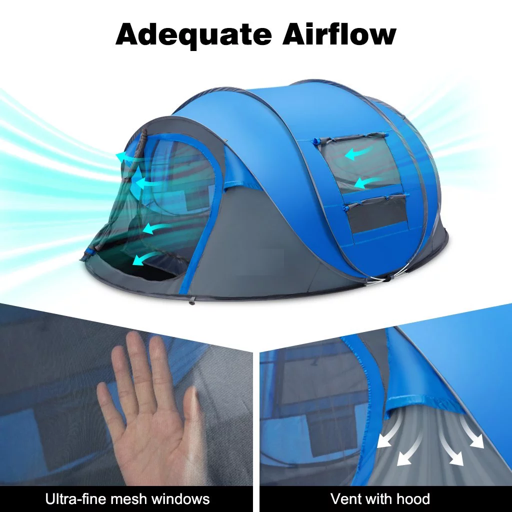 4 Person Easy Pop up Tent Waterproof Automatic Setup 2 Doors-Instant Family Tents for Camping Hiking & Traveling - Womvr