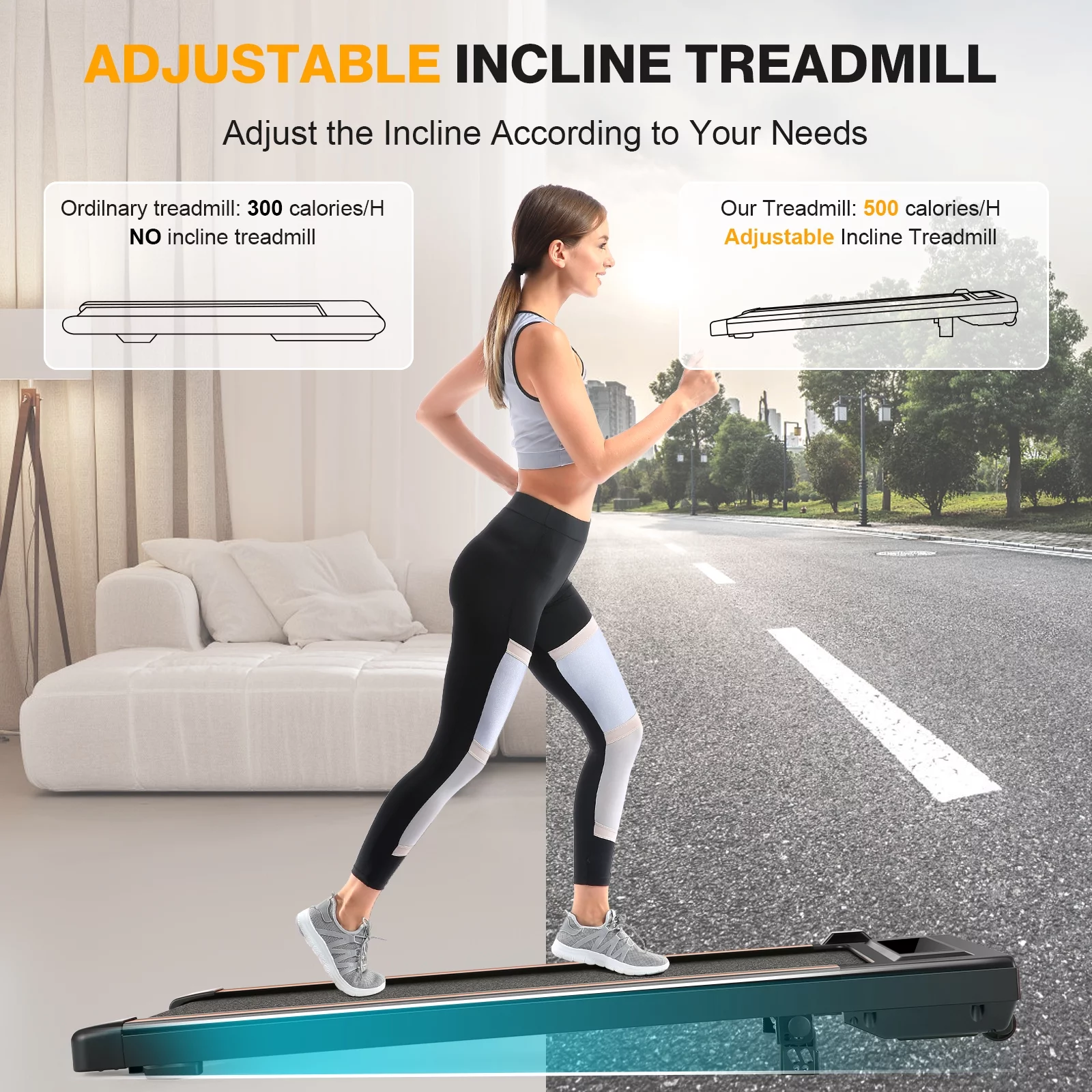 Tikmboex 2.5HP Walking Pad Under Desk Treadmill with LED Touch Screen Remote Control, 2 in 1 Treadmills for Home Office, Black - Womvr