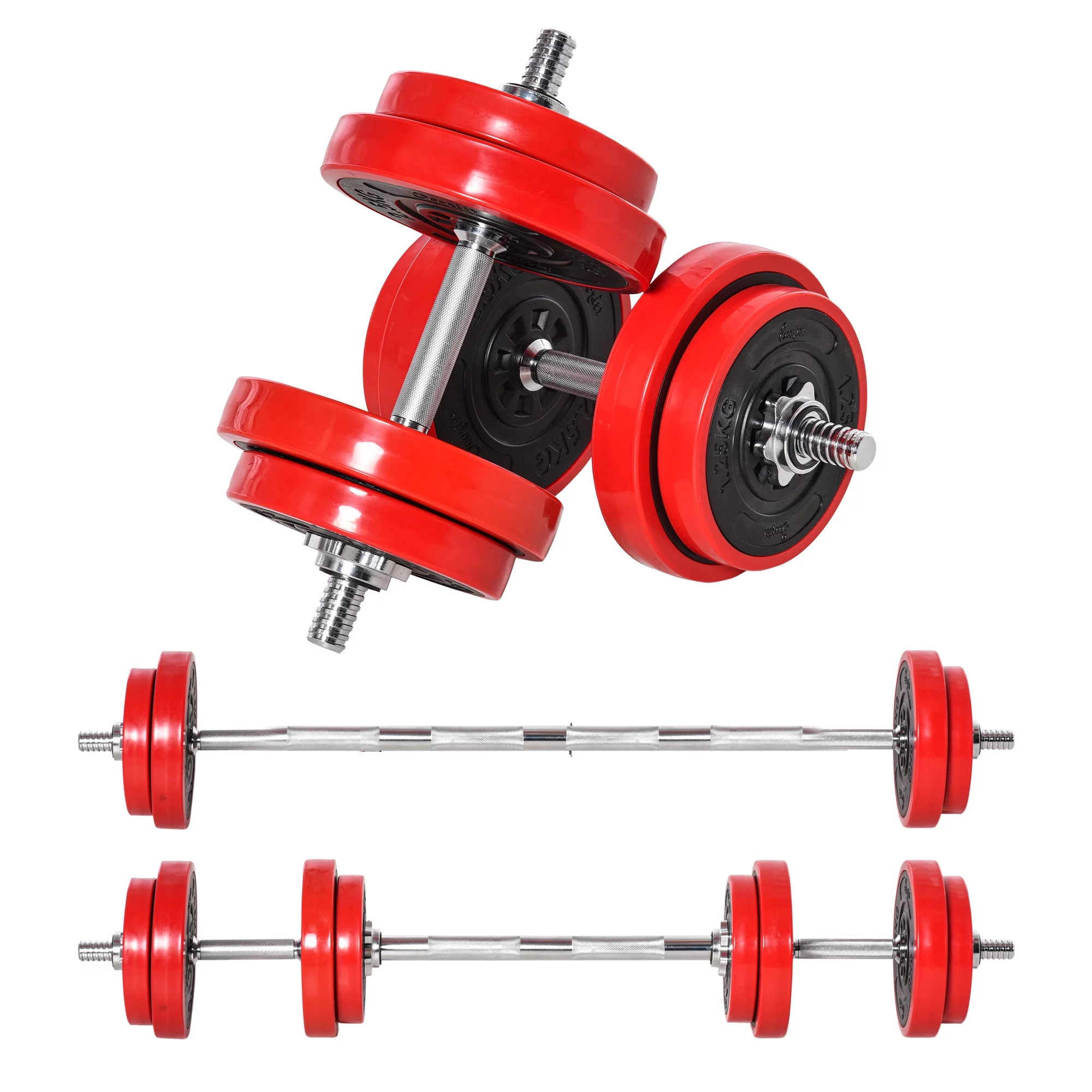 Soozier Barbell Dumbbells 2-in-1 Combo Free Weight Set, 44 lbs. - Womvr