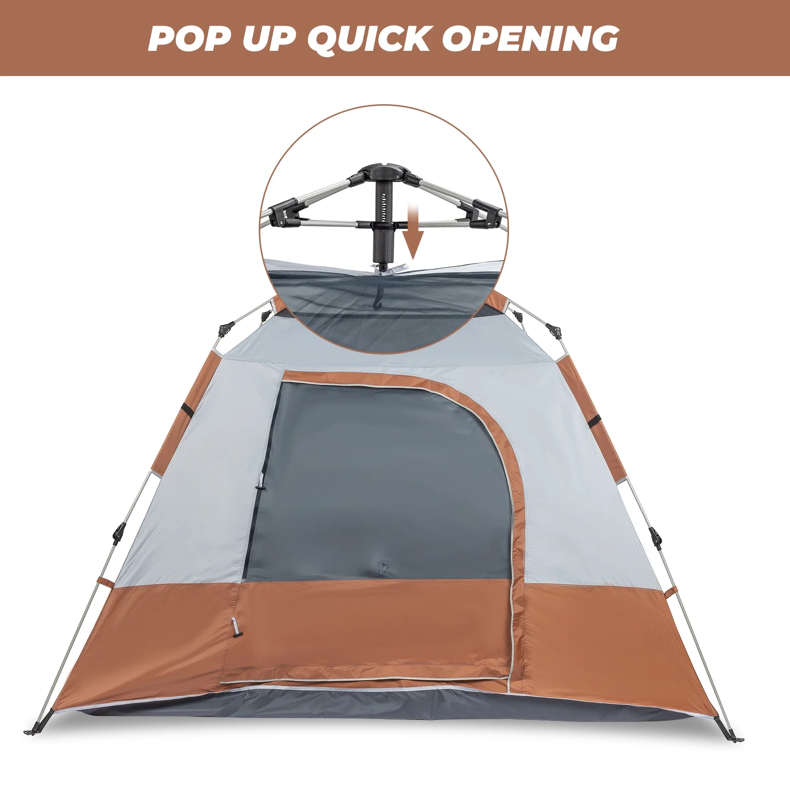 UBesGoo Instant Tent  4 Person Camping Automatic Glamping Tent Waterproof Brown - Womvr