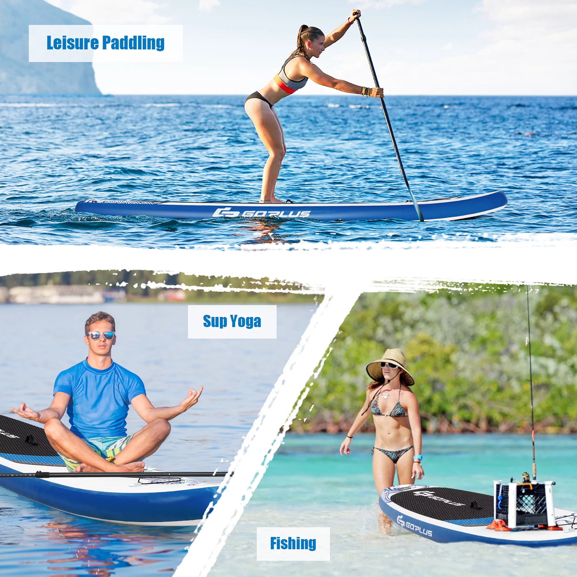 Goplus 11' Inflatable Stand Up Paddle Board 6.5” Thick SUP with Premium Accessorie Blue - Womvr