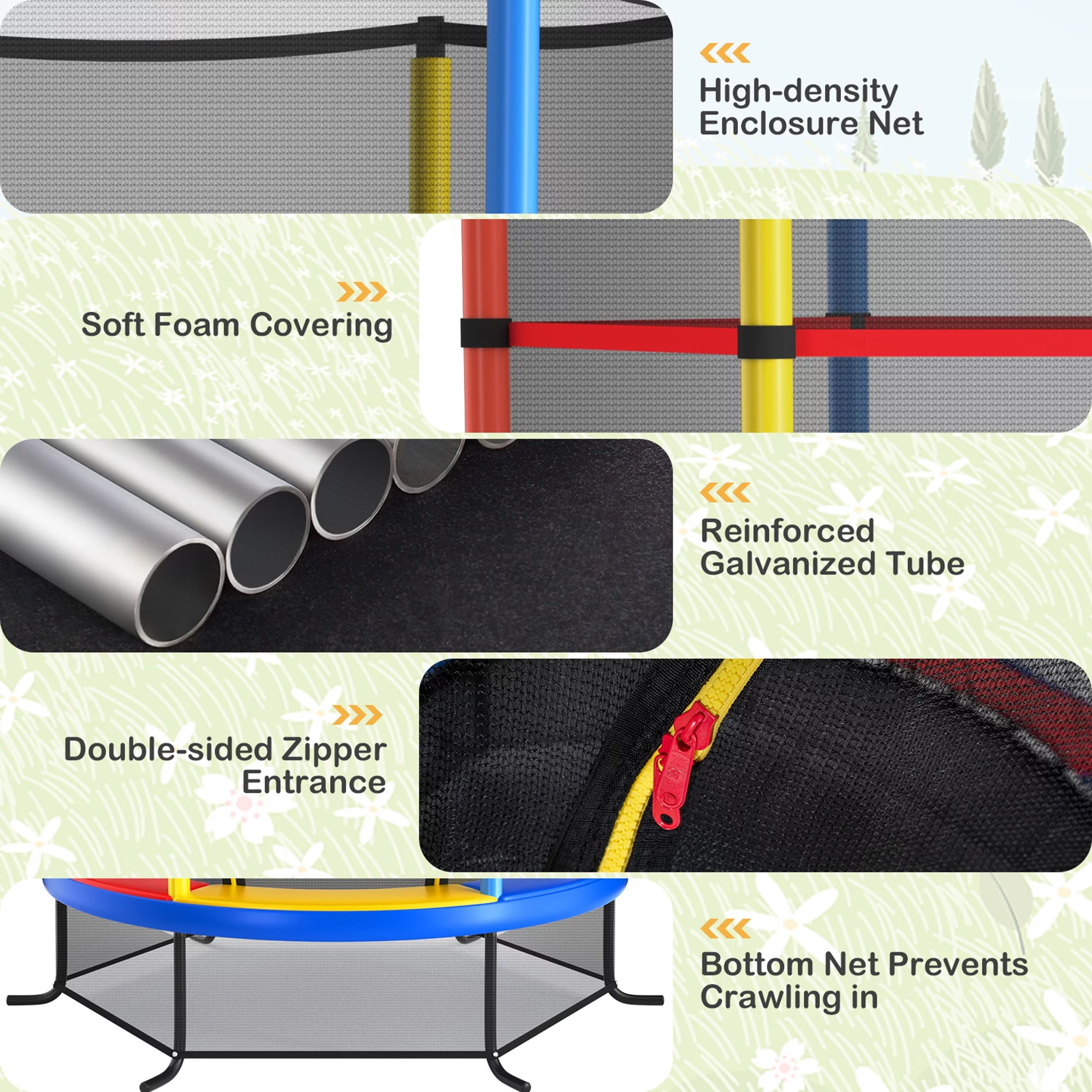 Gymax 55'' Recreational Trampoline for Kids Toddler Trampoline w/ Enclosure Net Navy - Womvr