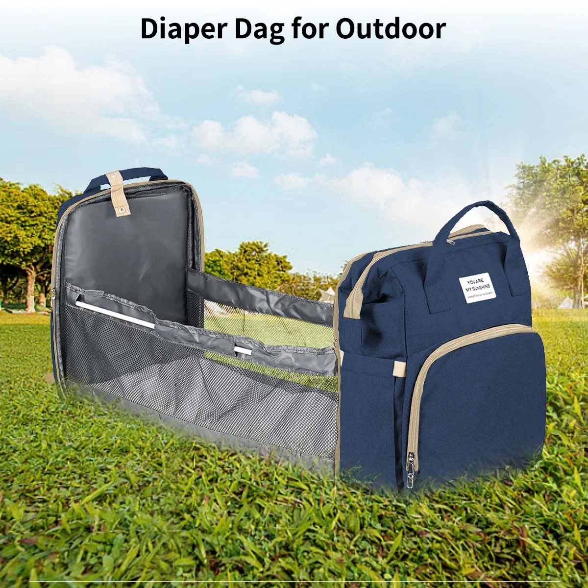 Diaper Bag Backpack,Multifunction 3 in 1 Waterproof Travel Back Pack,Baby Changing Bags with Changing Pad, Stroller Straps, Unisex, Green - Womvr