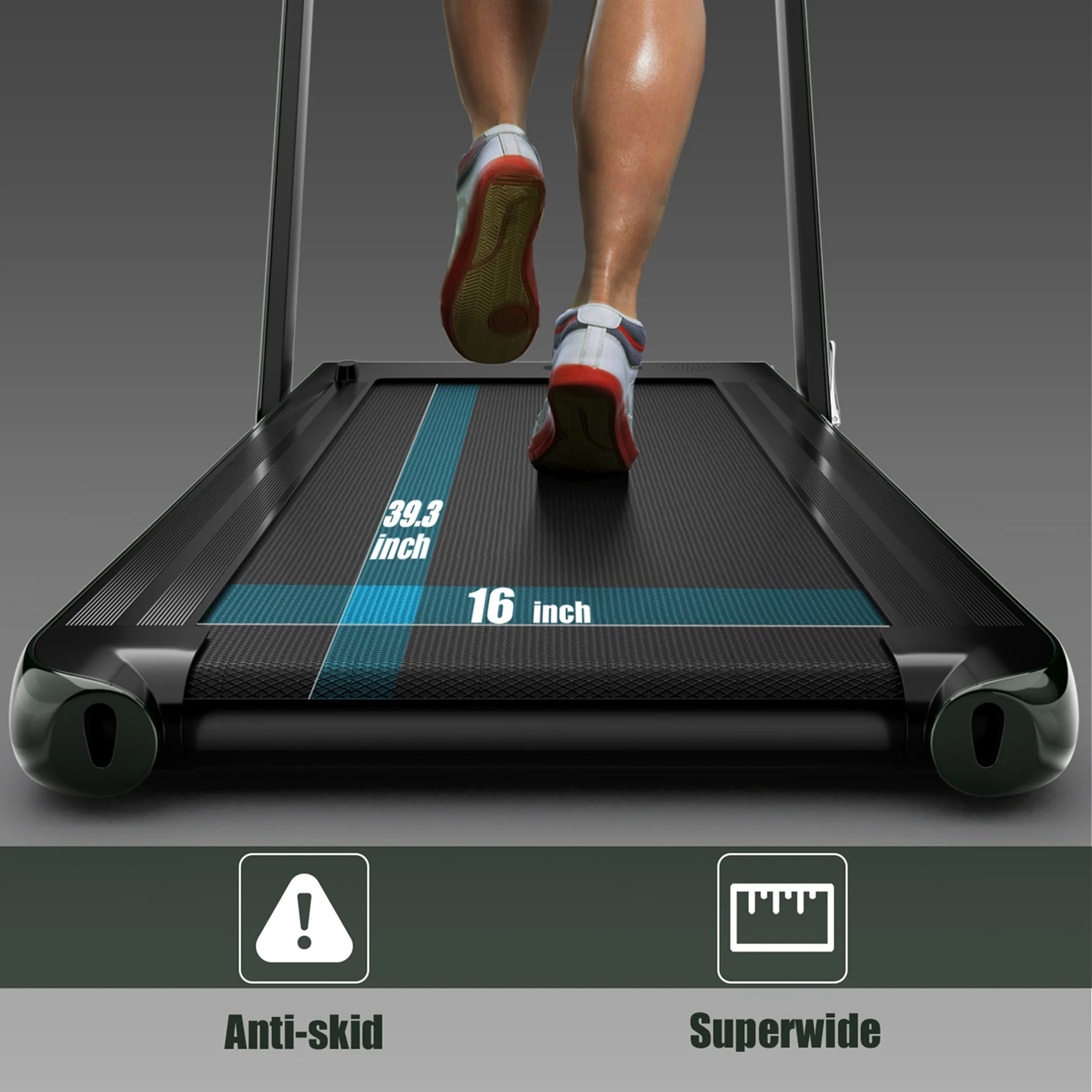 SuperFit Up To 7.5MPH 2.25HP 2 in 1 Single Display Screen Folding Treadmill Remote Control W/ APP Control Speaker Black - Womvr
