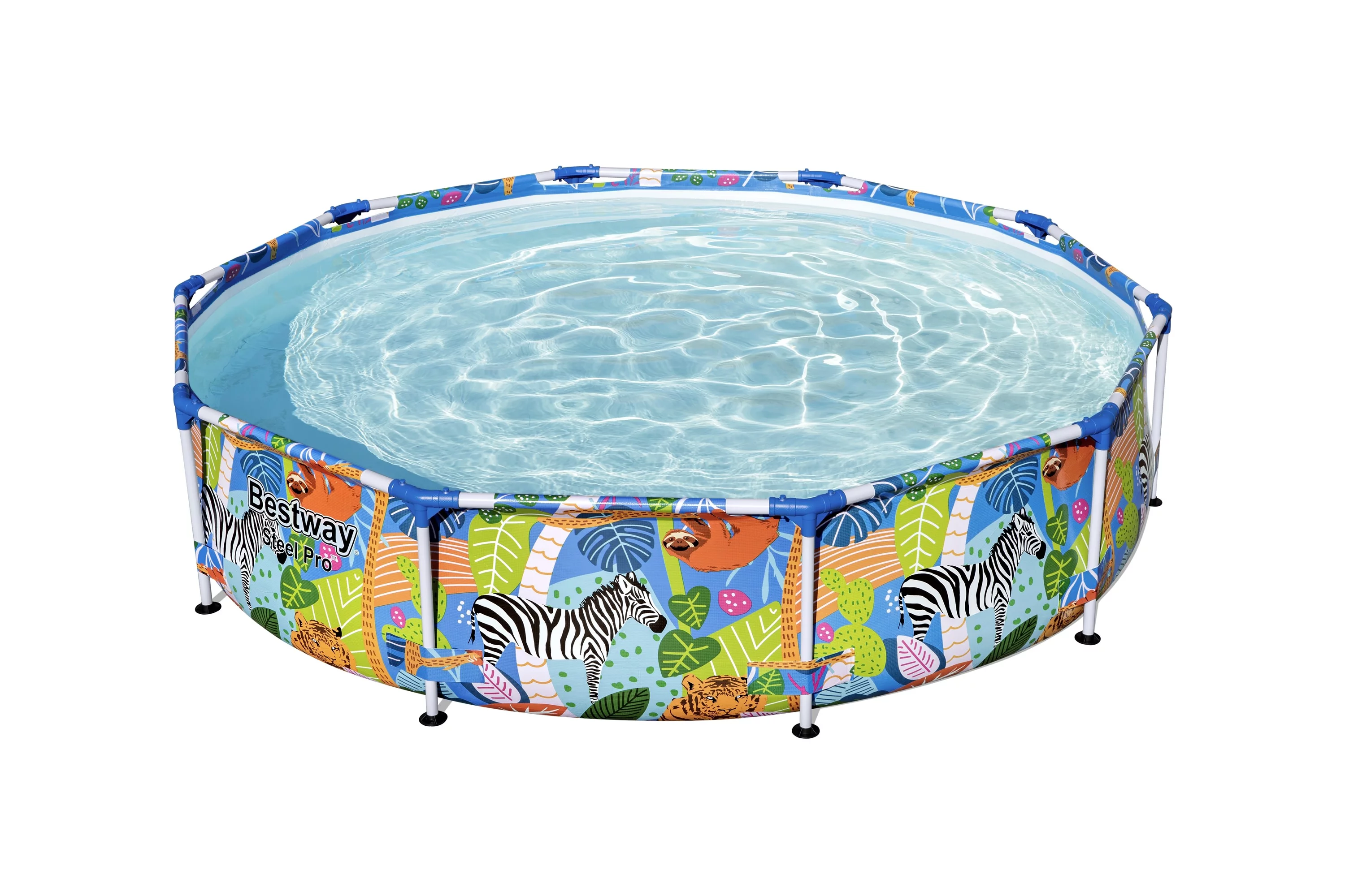 Bestway Steel Pro 10 ft. x 26 in. Round Metal Frame Above Ground Pool, Animal Print - Womvr