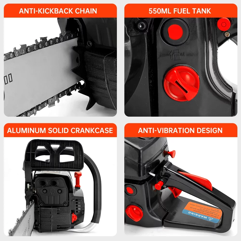 TOPTENG Gasoline Chainsaw with 22 in. Bar 52CC Engine 2-Cycle Gas Powered Chainsaw for Farm/Garden/Ranch/Firewood - Womvr