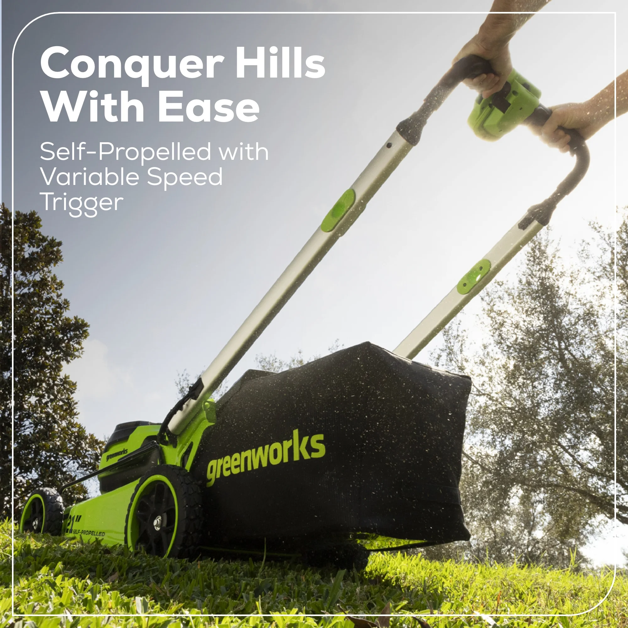 Greenworks 60V 21�� Self-Propelled Lawn Mower with (2) 5.0 Ah Batteries & Rapid Charger 2546202 - Womvr