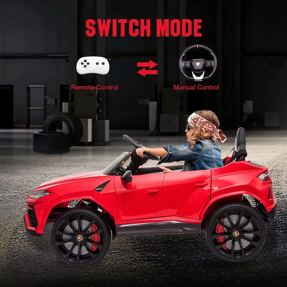 Lamborghini Urus 12V Electric Powered Ride on Car Toys for Girls Boys, Black Kids Electric Vehicles Ride on Toys with Remote Control, Foot Pedal, MP3 Player and LED Headlights, CL61 - Womvr