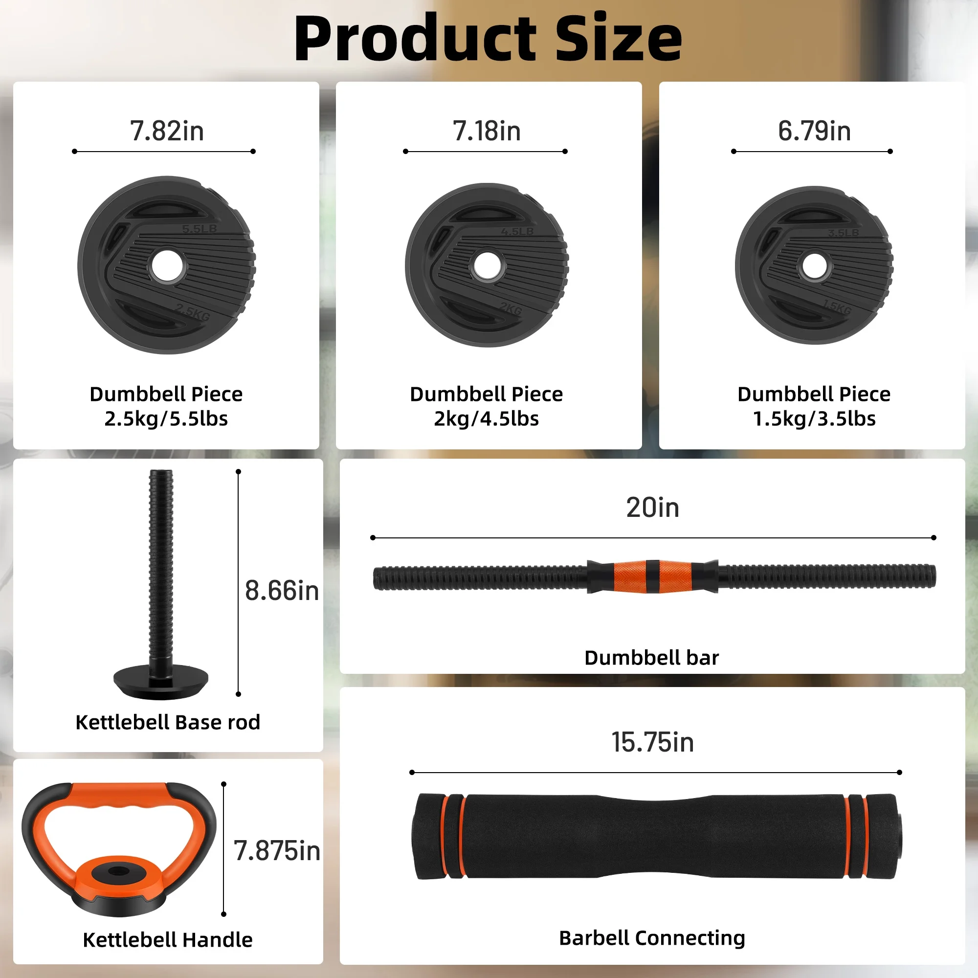 FIXTECH 55 Lbs Adjustable Weight Dumbbell Set - Premium Home Gym Equipment with Dumbbell, Barbell, Kettlebell, Push-Up Modes, Orange - Womvr