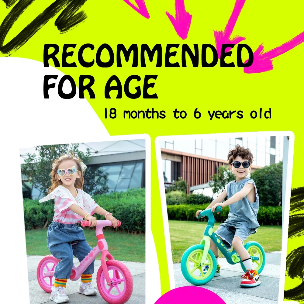 Hoverheart Dinosaur Balance Bike, No Pedal Kids Toys Baby Balance Bike Child Push Along Walking Bike (Blue) - Womvr