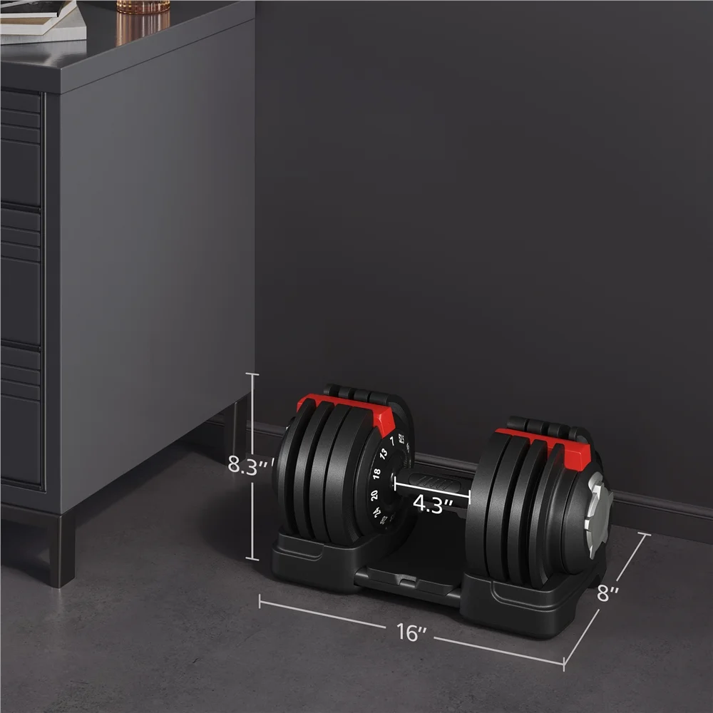 Yaheetech 12-in-1 Adjustable Dumbbell Set with Tray, Black - Womvr