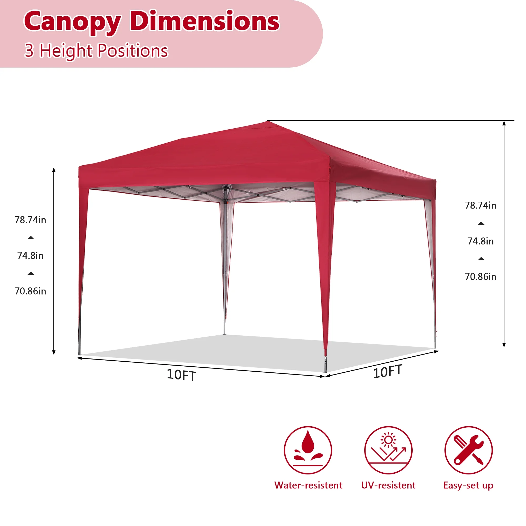 Outdoor Basics 10 ft x 10 ft Pop Up Canopy Tent with Carry Bag, Shade Canopy, Great for Picnic, Yard, Beach, Park, Camping, White - Womvr