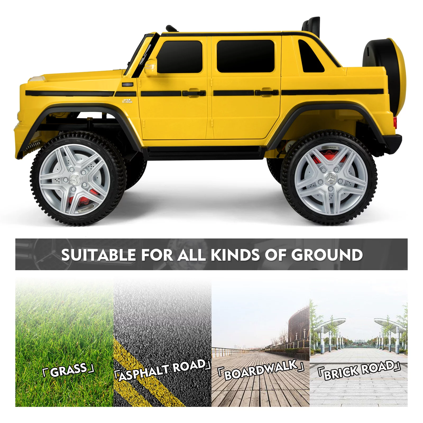 JOYLDIAS 12V Mercedes-Benz G650S Kids Ride On Car Electric Toy w/Remote Control, 3 Speeds, LED Lights, Bluetooth, Music(Pink) - Womvr