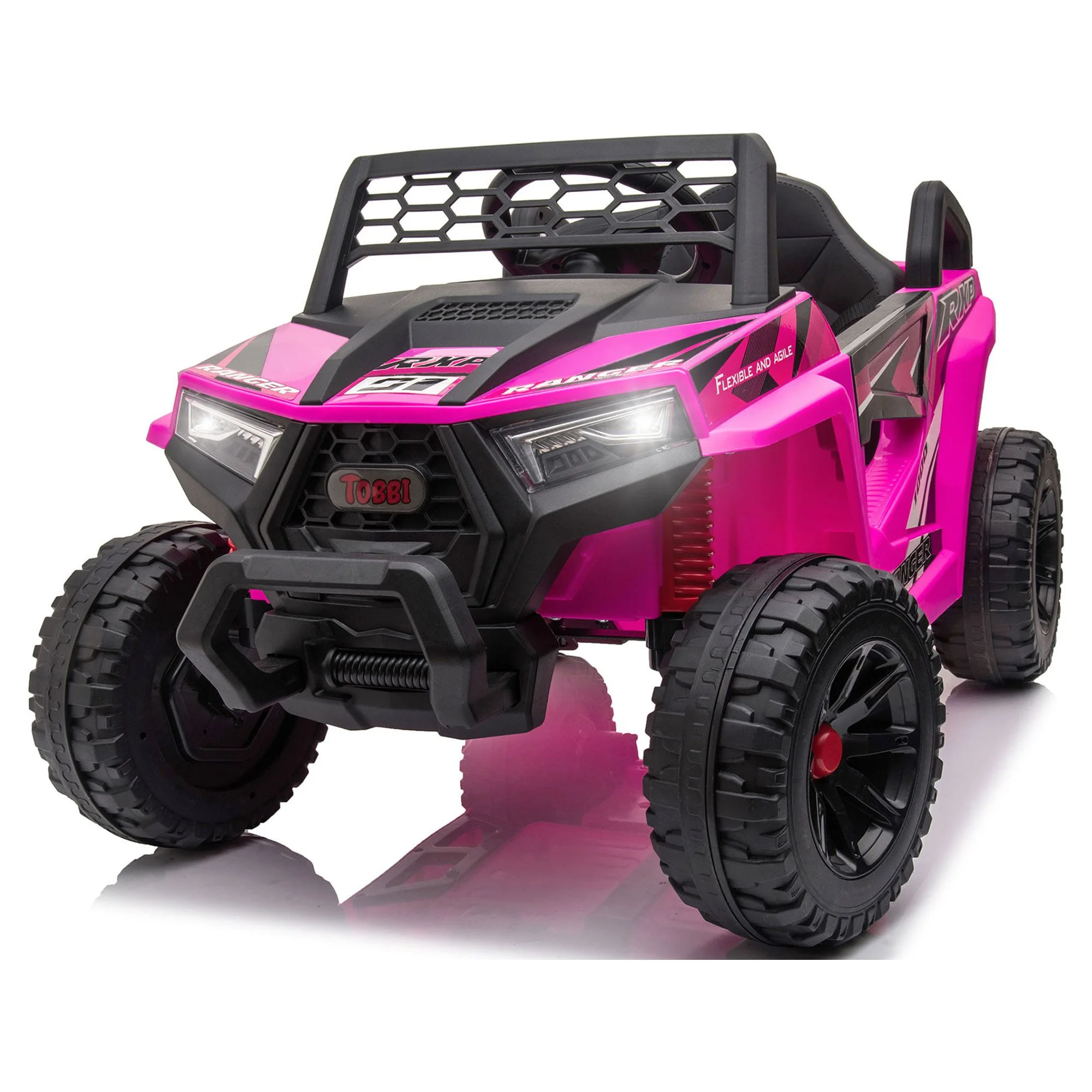 TOBBI 12V Kids Electric off-Road UTV Truck Car Battery Powered Ride on Toys for Girls with LED Headlights, Music, Horn - Womvr