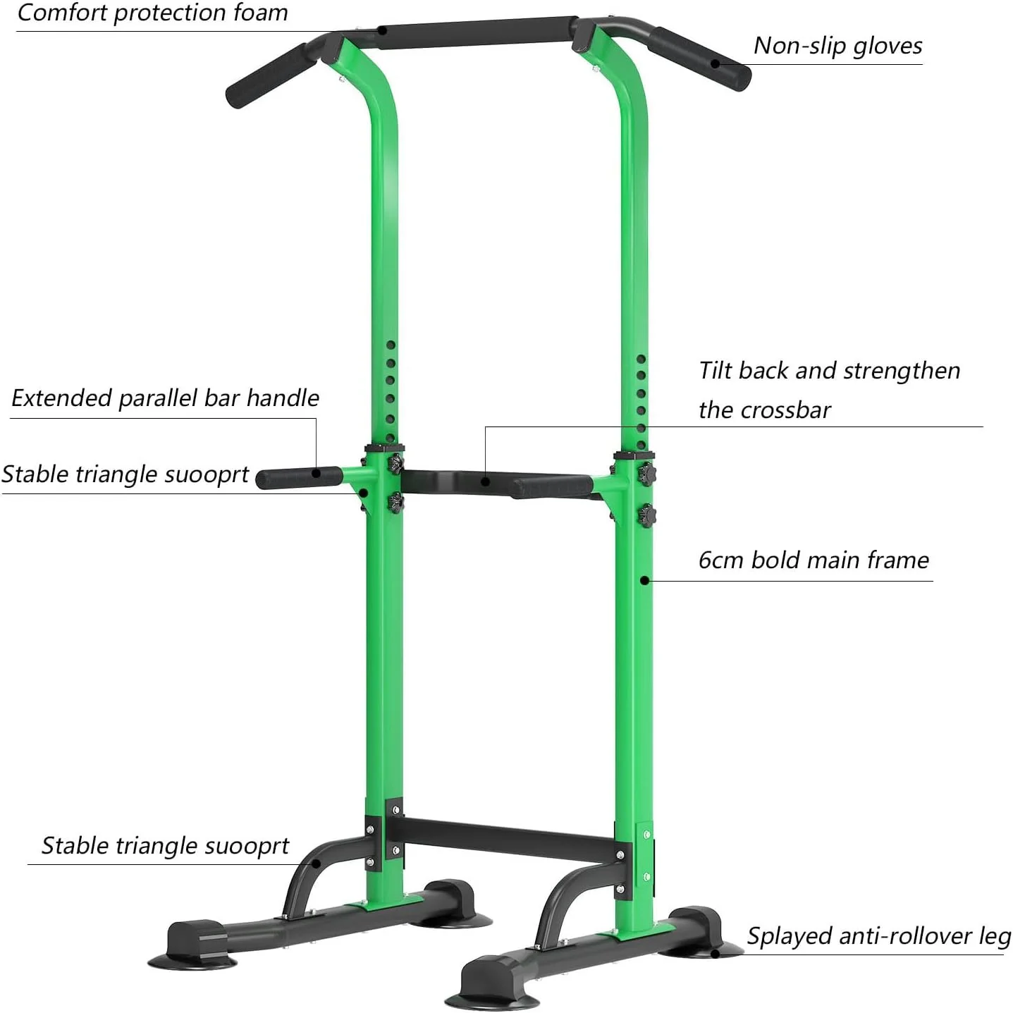 SOGES Height Adjustable Power Tower Dip Stands Pull up Bar Strength Training for Home Gym Black - Womvr