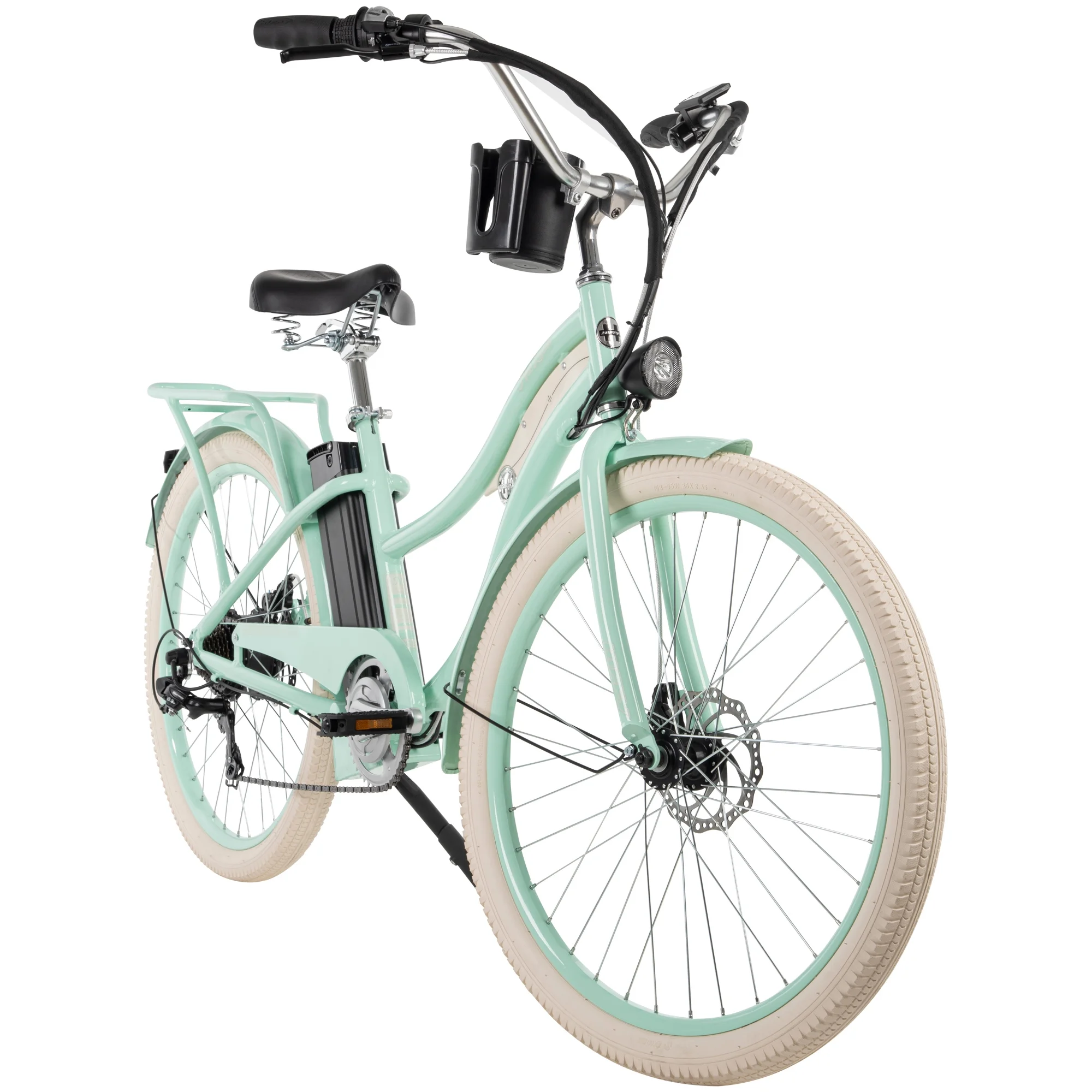 Huffy Nel Lusso 26-in 7-Spd Electric Cruiser Bike with Throttle, Ages 14+ Years,  Mint Green,  36V, 350W, UL 2849 Compliant and Certified by Accredited Labs ACT and ITS - Womvr