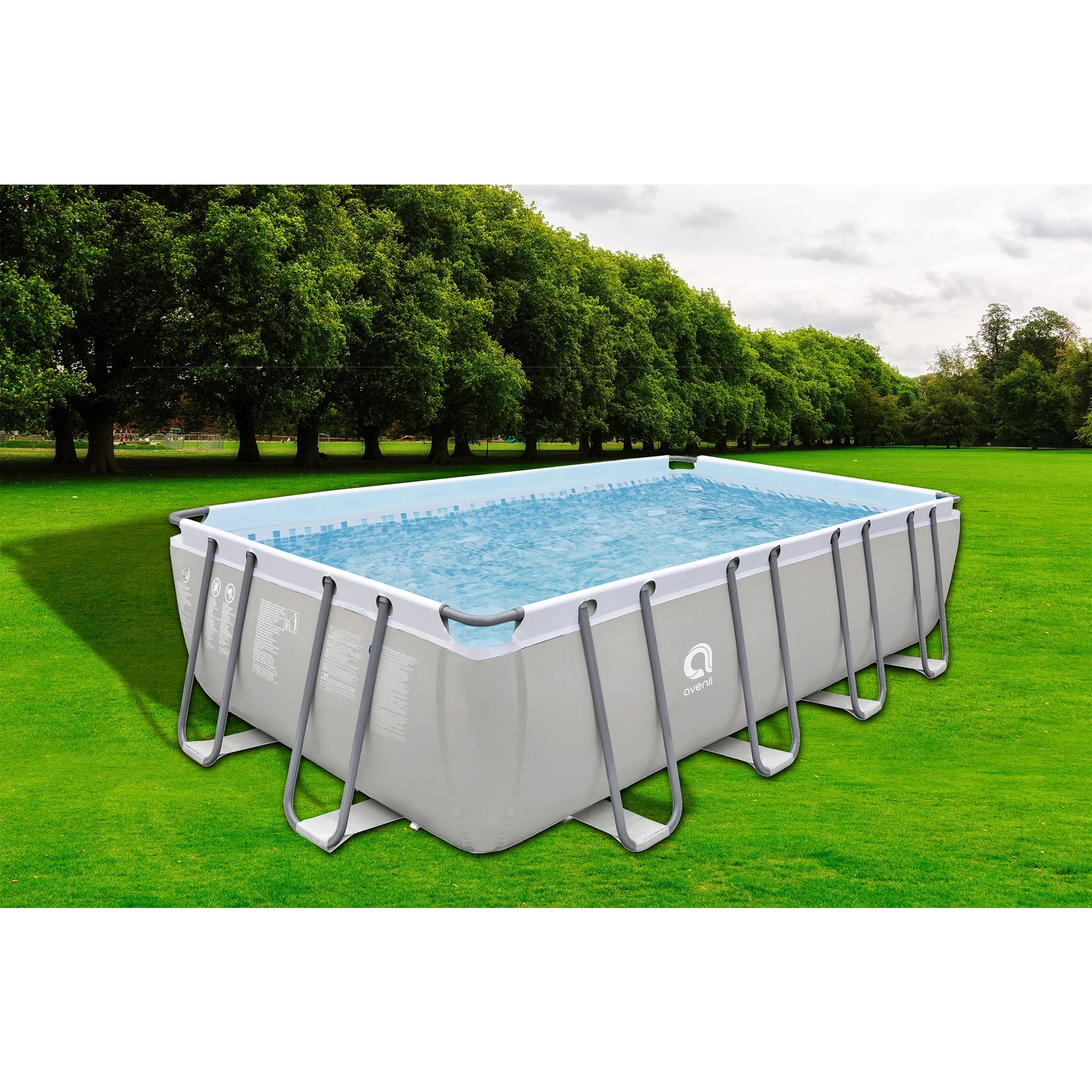 JLeisure 17776 18 x 10 Foot Above Ground Steel Frame Swimming Pool, Gray - Womvr
