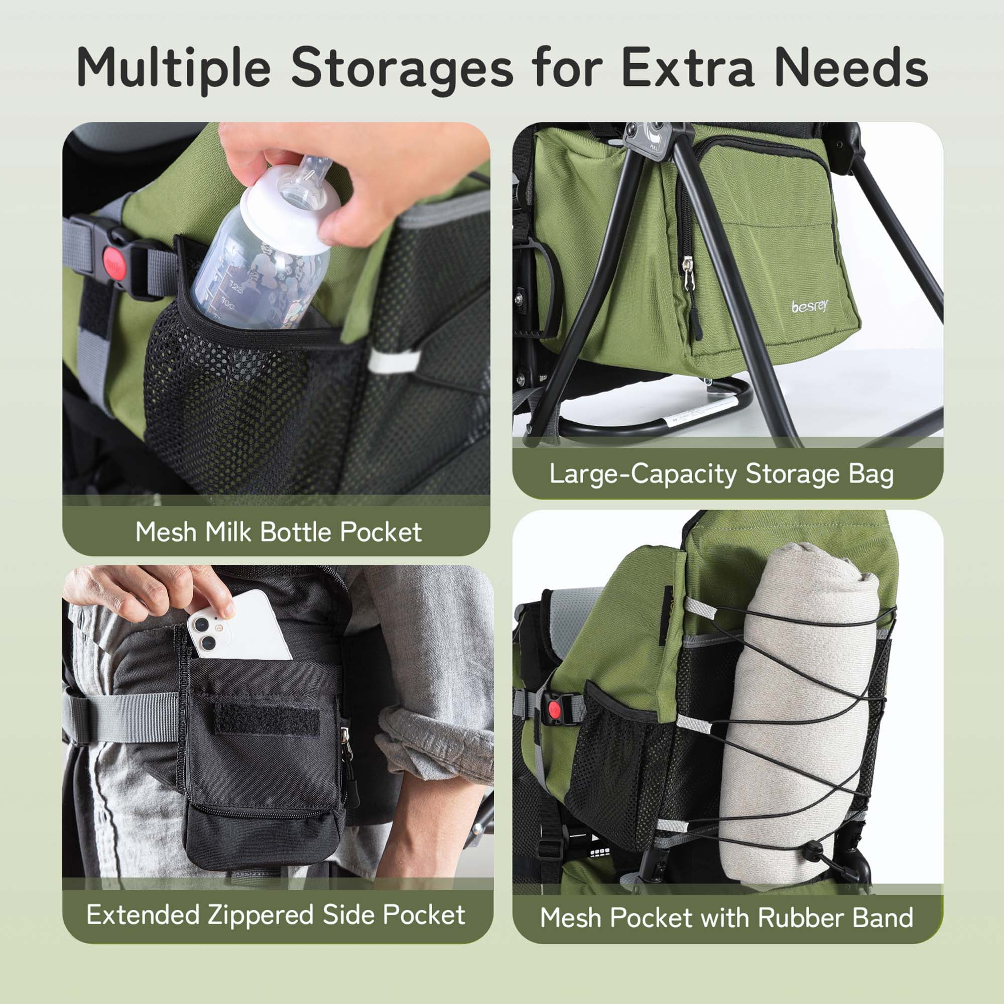 Besrey Baby Hiking Backpack Carrier for Toddlers, Waterproof & Lightweight Outdoor Child Back Frame, Black - Womvr