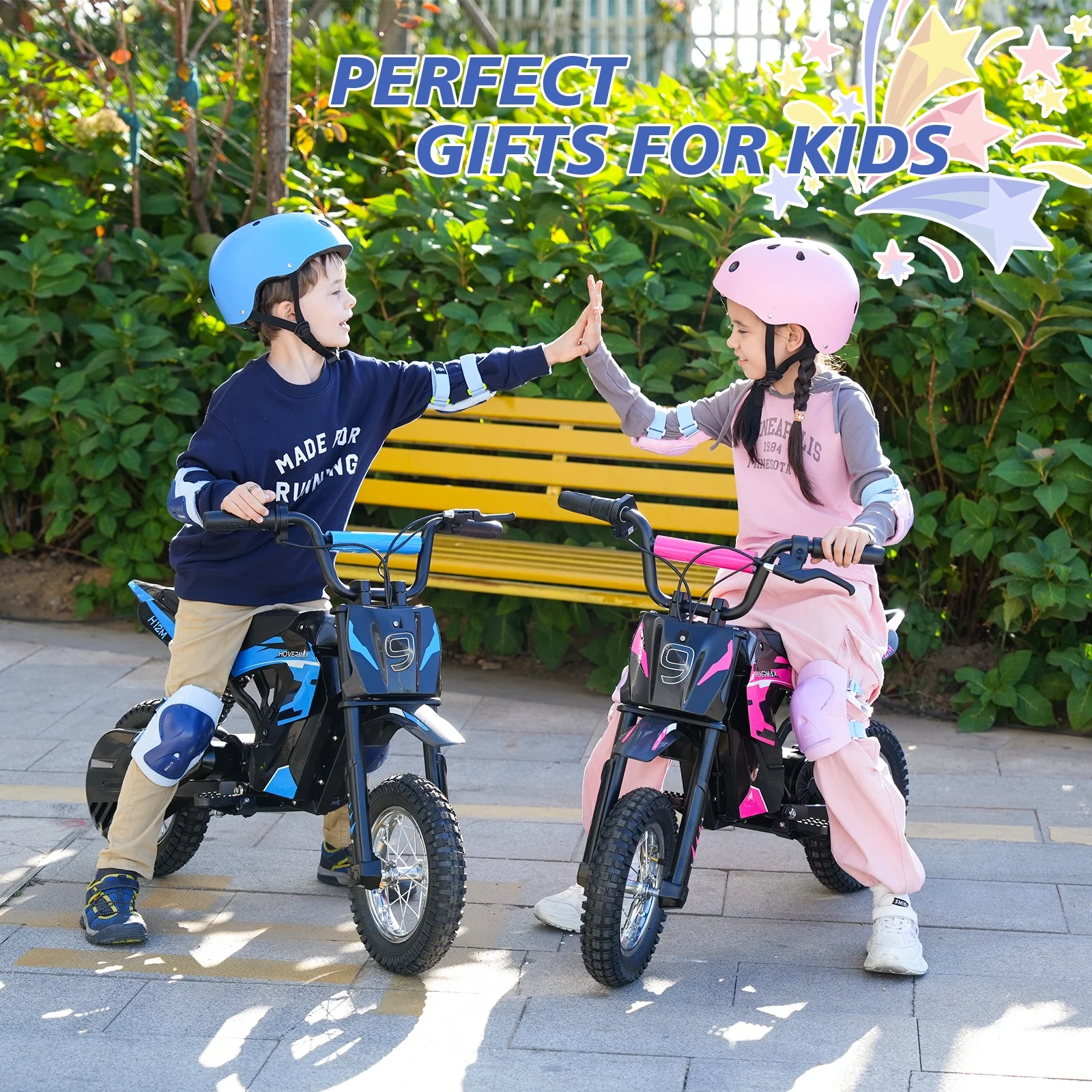 HOVERMAX H12M 24V Electric Dirt Bike, 300W Electric Motorcycle 12.5MPH Max Speed, Ride On Toys motocross for Kids Teens, Blue - Womvr