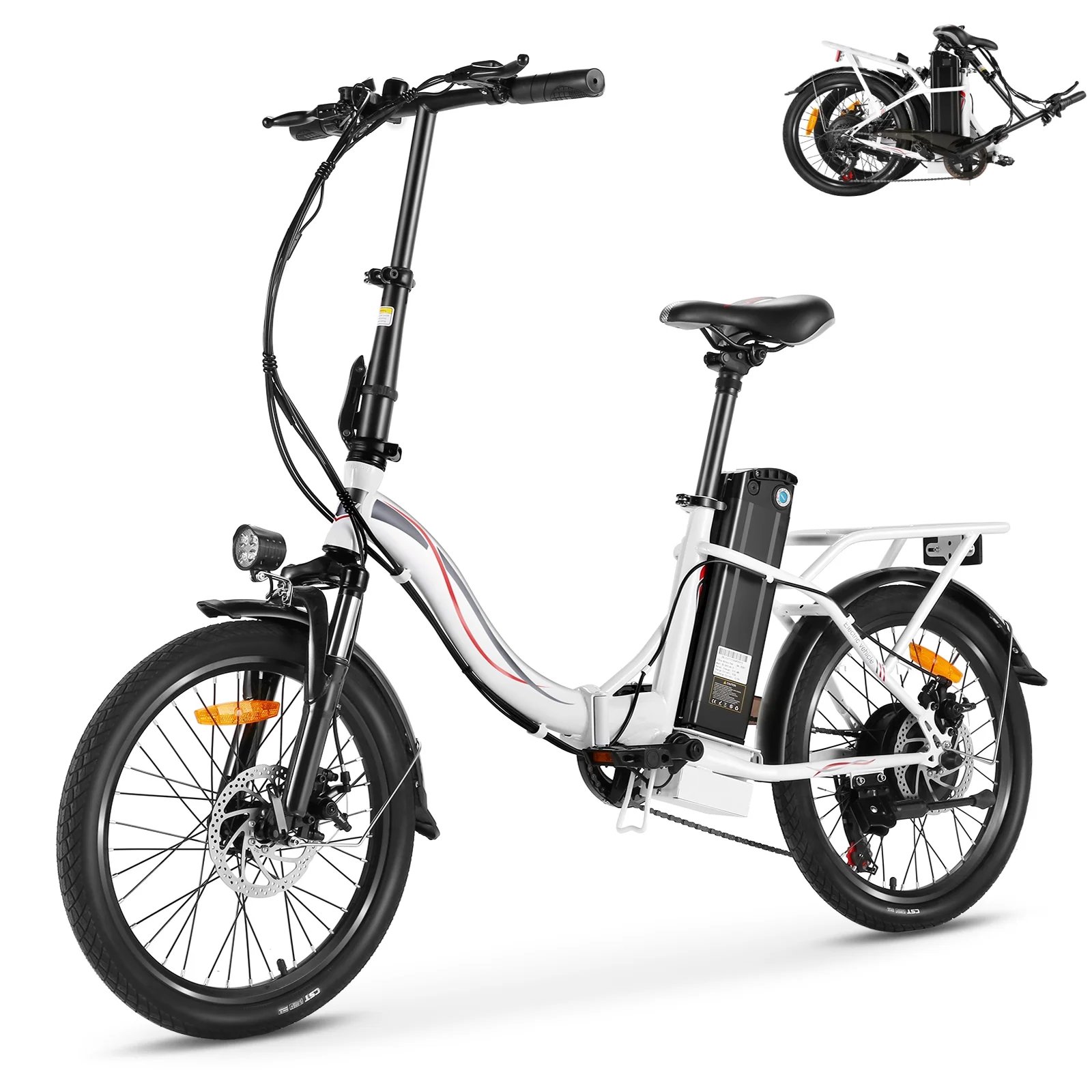 Elifine 500W Folding Electric Bike for Adults, 20
