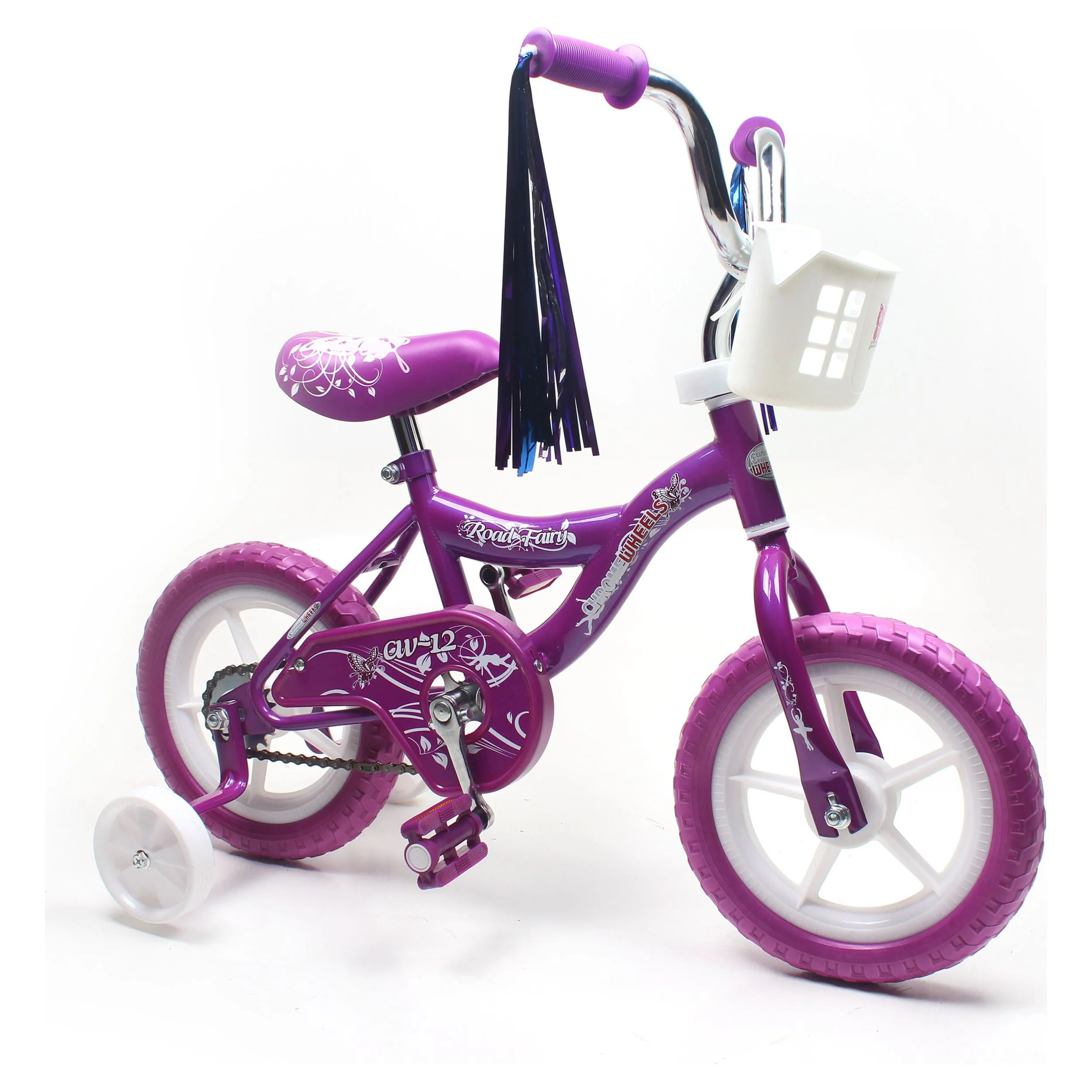 WonderPlay BMX 12 In. Kid's Bike for 2-4 Years Old, Bicycle for Girls with Front Basket, EVA Tires with Training Wheels and Coaster Brake, Purple - Womvr