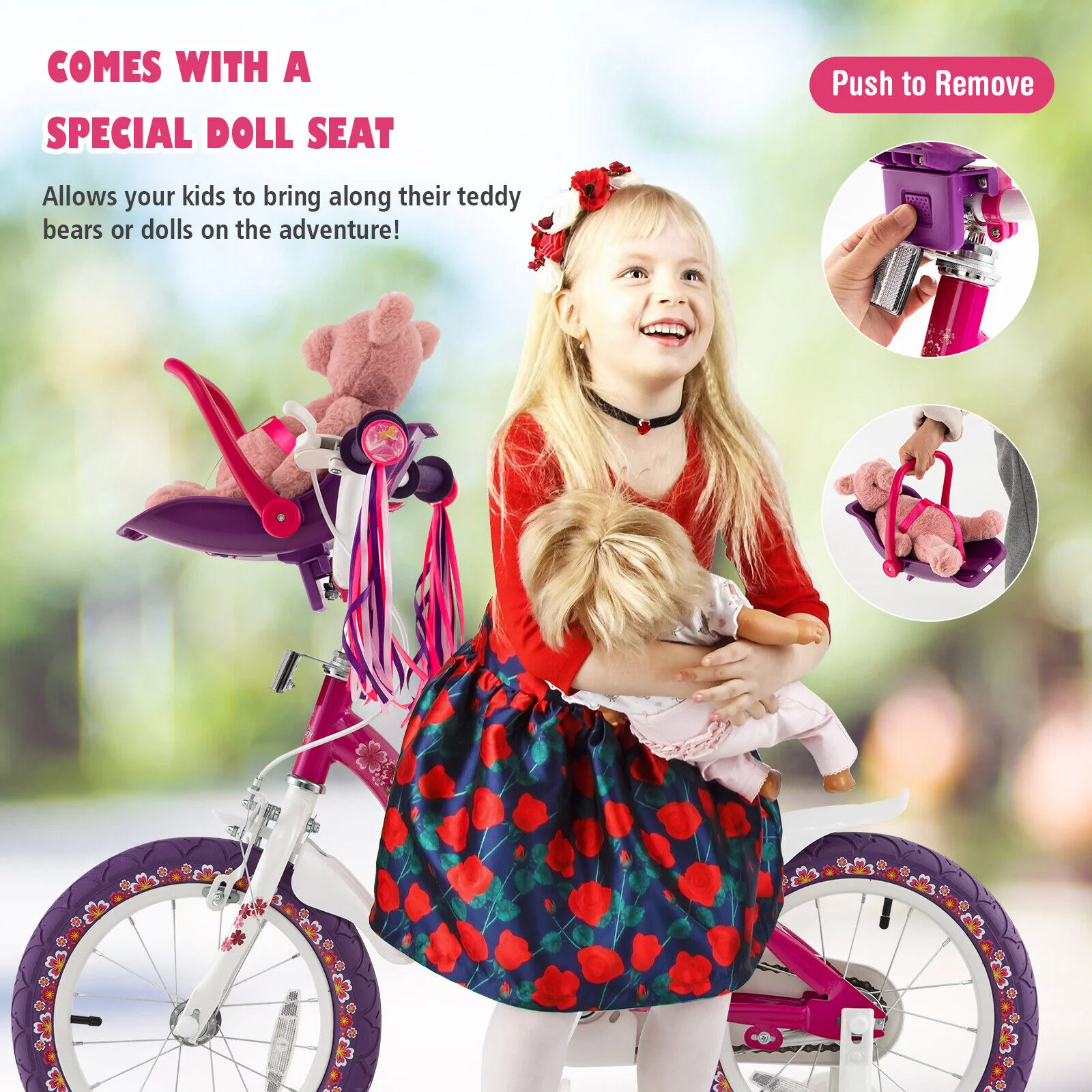 FONIRRA Kids Bike with Doll Bike Seat 16
