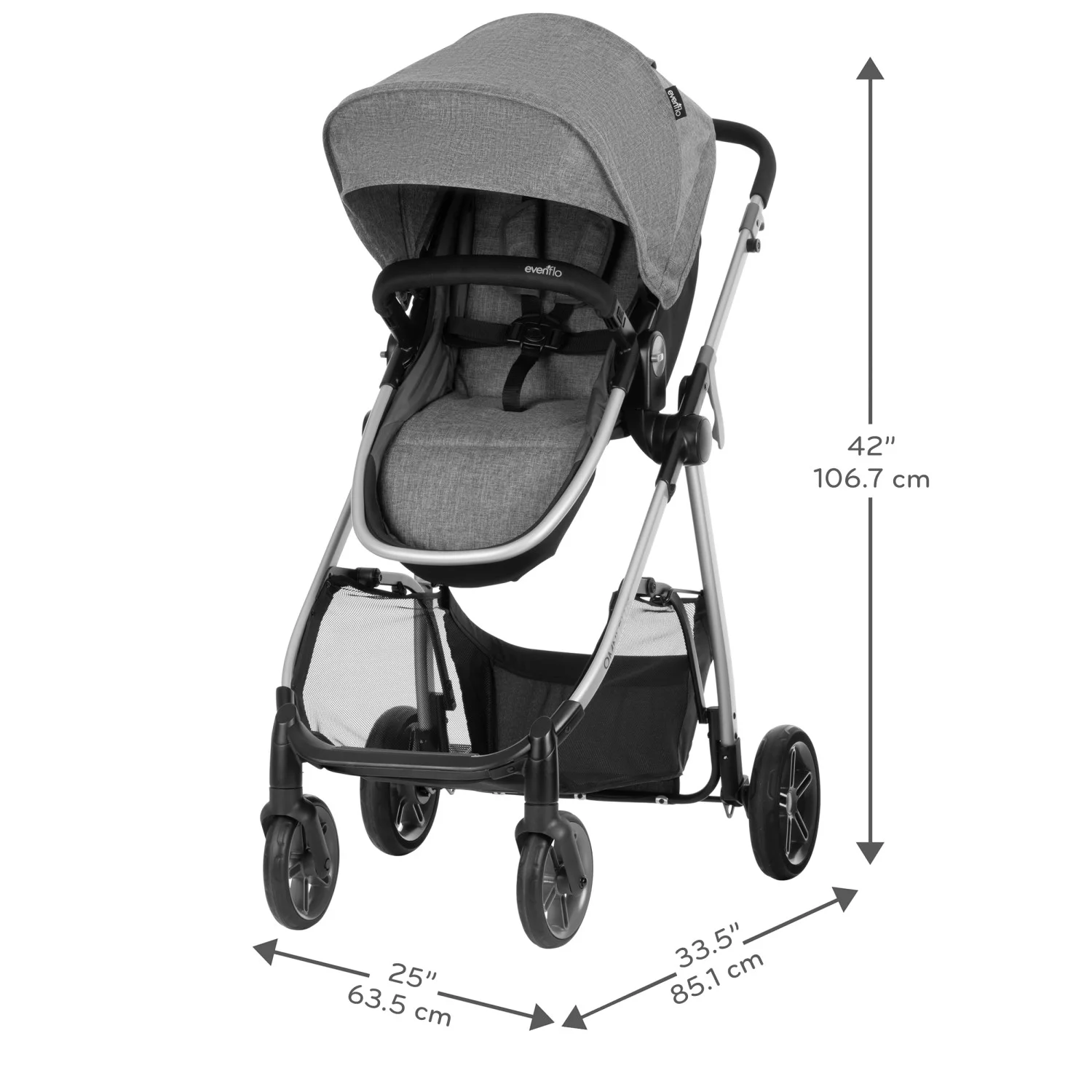 Evenflo Omni Plus Modular Travel System with LiteMax Sport Infant Car Seat, Mylar Gray, Unisex - Womvr